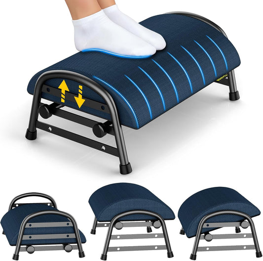Adjustable Foot Rest for Under Desk at Work, Ergonomic Under Desk Footrest with 6 Positions, Foot Stools for Under Office Desk Chair, Leg Rest for Home, Car, Computer, Gaming Accessories
