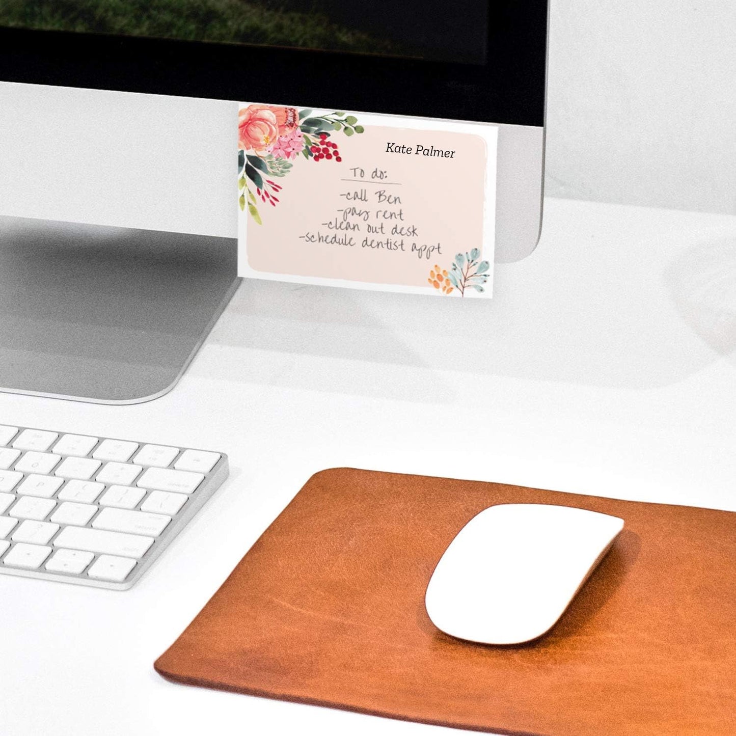 Personalized Pink Floral Sticky Notepads/Modern 3" x 4" Custom Writing Pads / 6 Customized Sticky Notes Pads / 50 Sheets Per Pad/Made in The USA