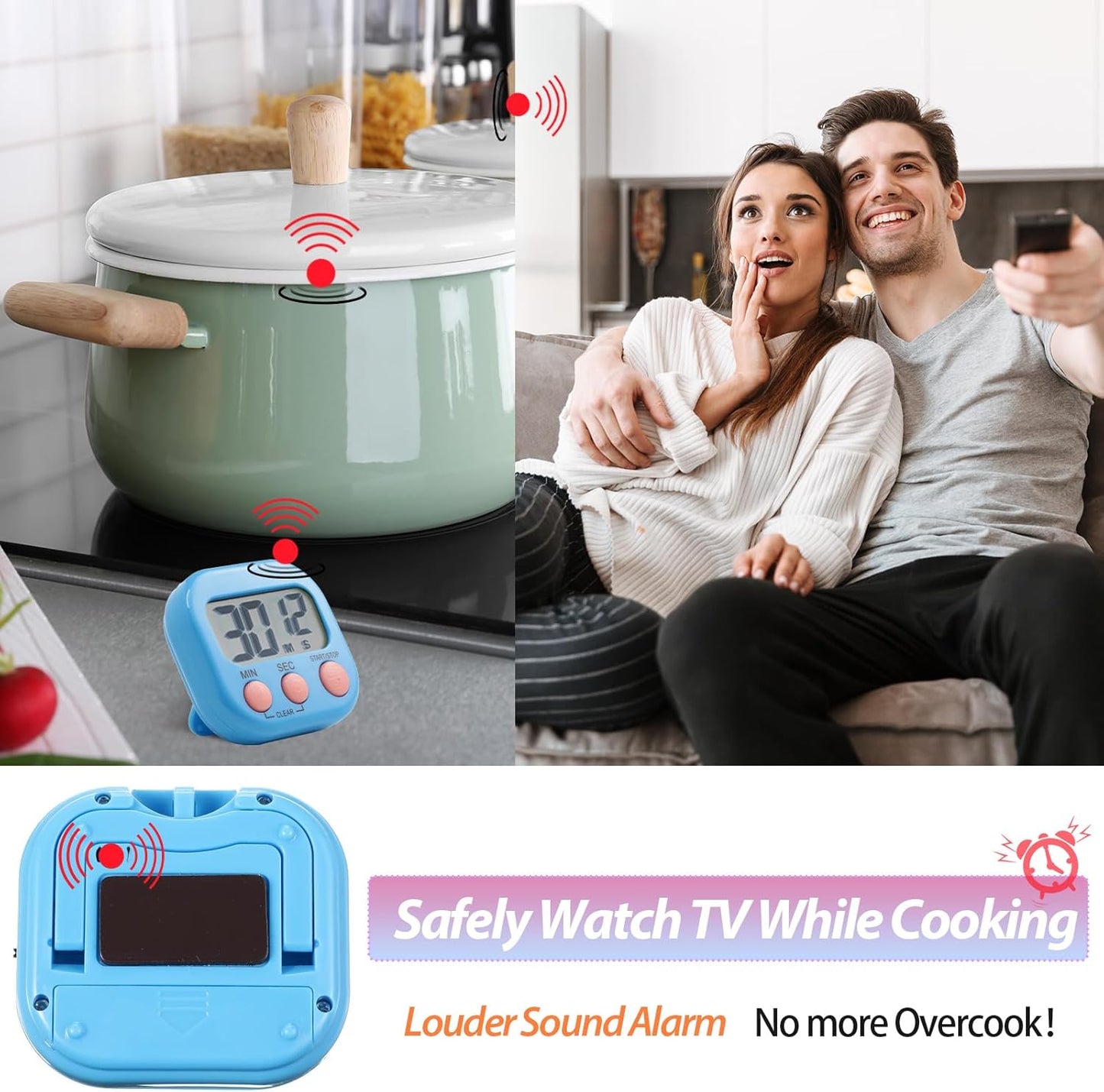 Weewooday 24 Pcs Digital Kitchen Timer Magnetic Timer Bulk On/Off Switch Minute Second Count up Countdown Loud Alarm for Exercise Cook Baking (Multicolor)