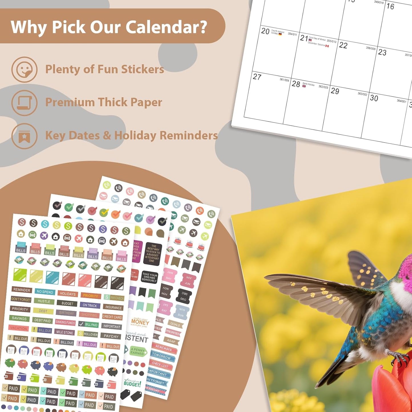 2026 Wall Calendar, Large Monthly Wall Calendar Dogs, Jan 2026 - Dec 2026, 12" x 24" (Opened), Hanging Planning Calendars for Family Home Office Supplies