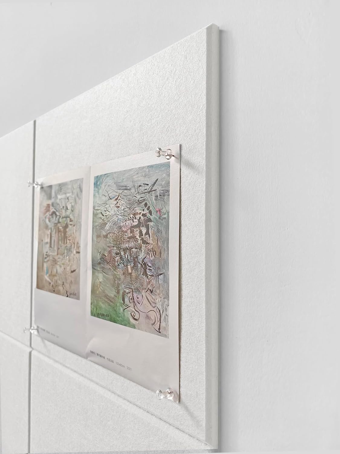 White Cork Board Tiles | Large Cork Board Alternative | Felt Wall Tiles (12-Pack) | Aesthetic Felt Bulletin Board for Office, Home & Classroom | Large Cork Boards for Walls Memo Board | White