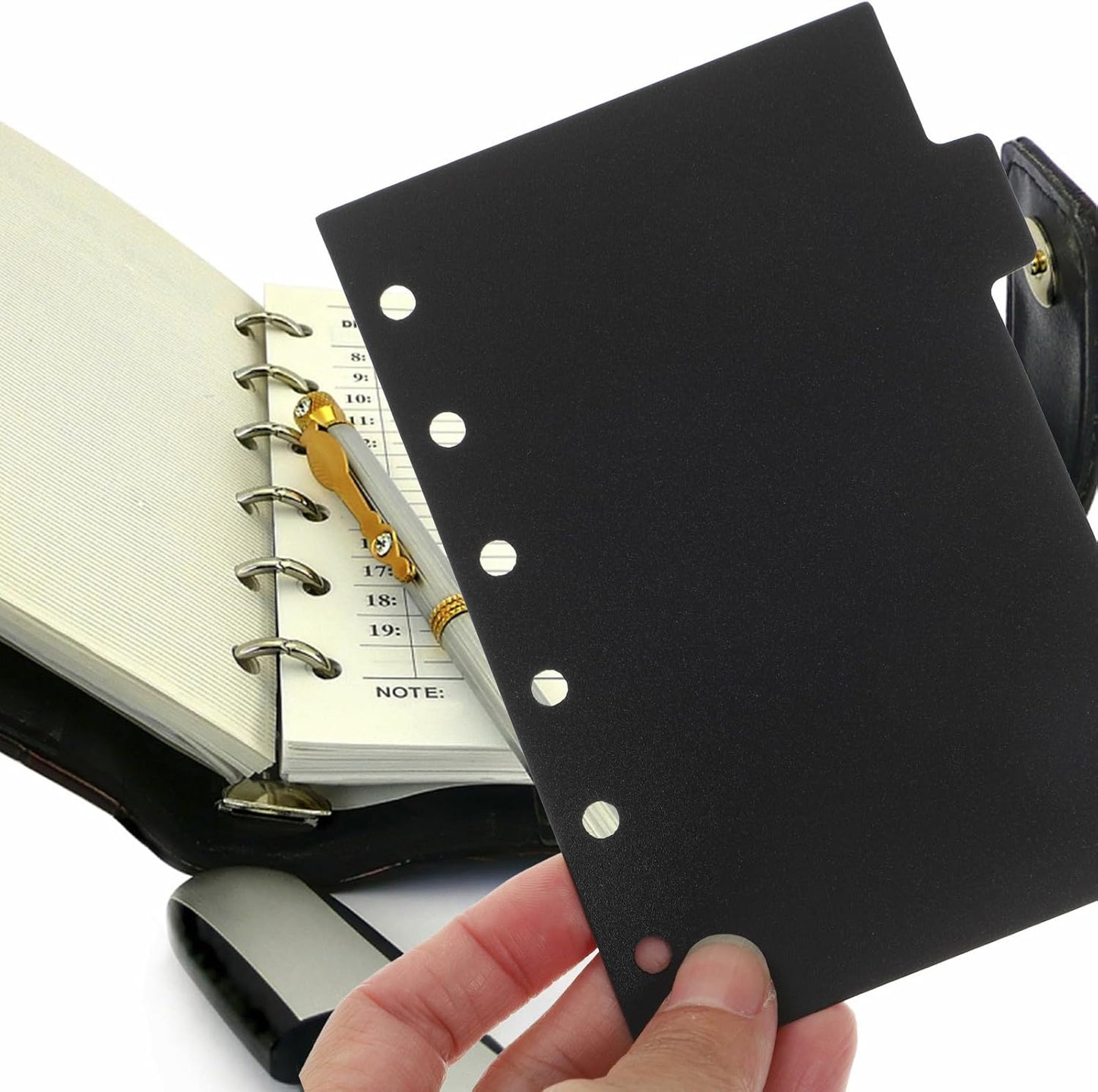 6 Sheets Binder Paper Dividers with Tabs Black PP Inserts for Notebook Organizers Office Supplies for Journals Planners Agendas and School Binders