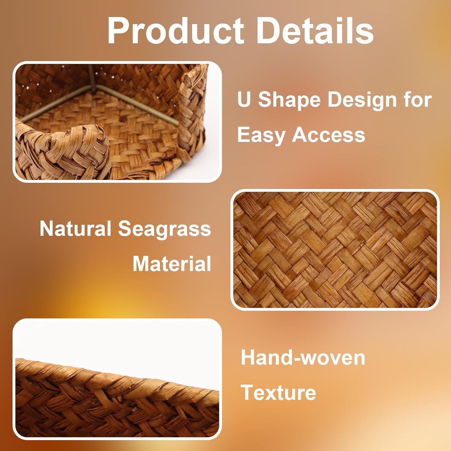 Sticky Note Holder Seagrass Post It Note Dispenser, 3 x 3 Inch Woven Sticky Note Dispenser, Farmhouse Post It Holder for Desk Home Office Decor, Caramel