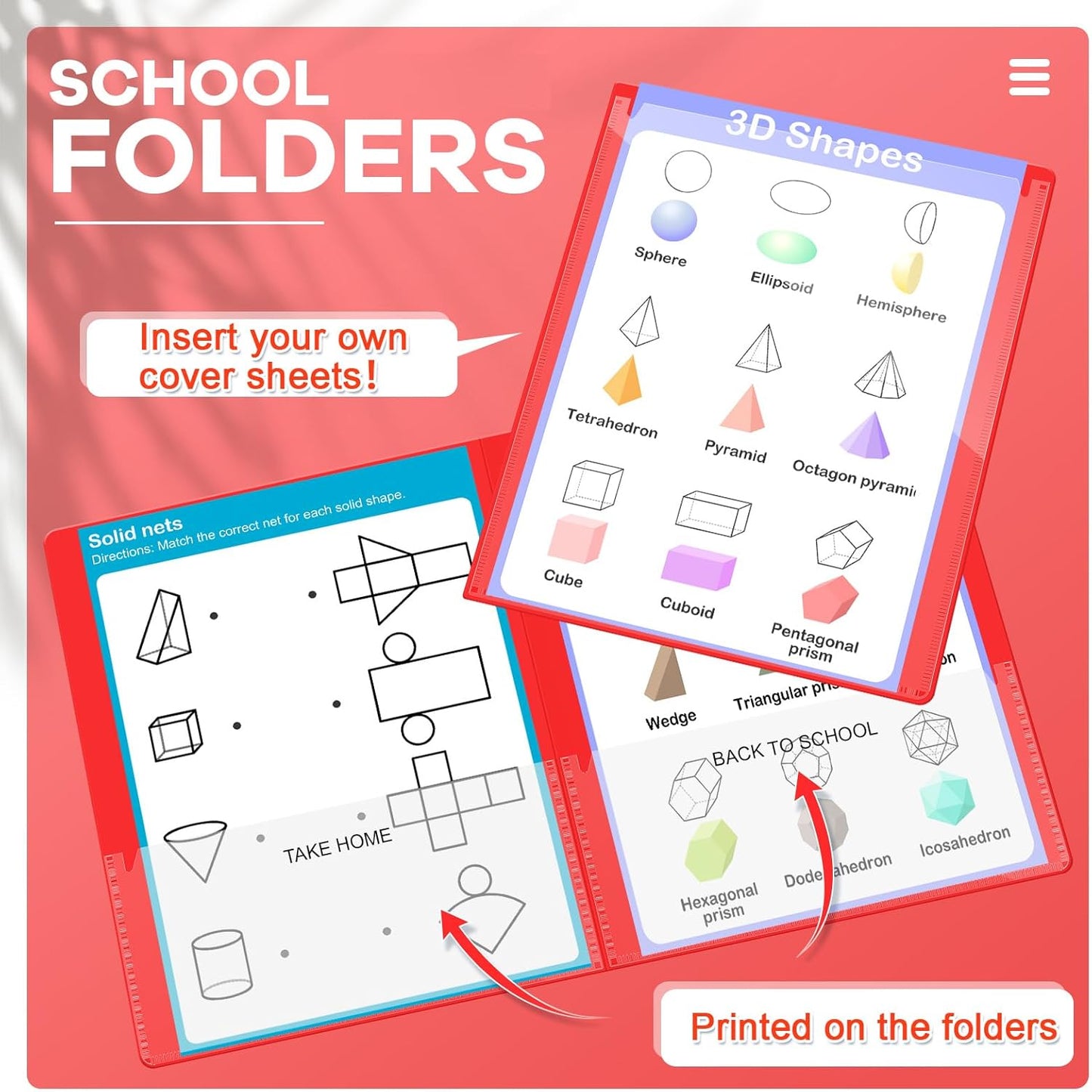 Henoyso 24 Pcs Folders with Pocket School to Home Folder Heavy Duty 2 Pocket Homework Folders with Clear Front Pockets for School Students Parent Teacher Communication (Red)