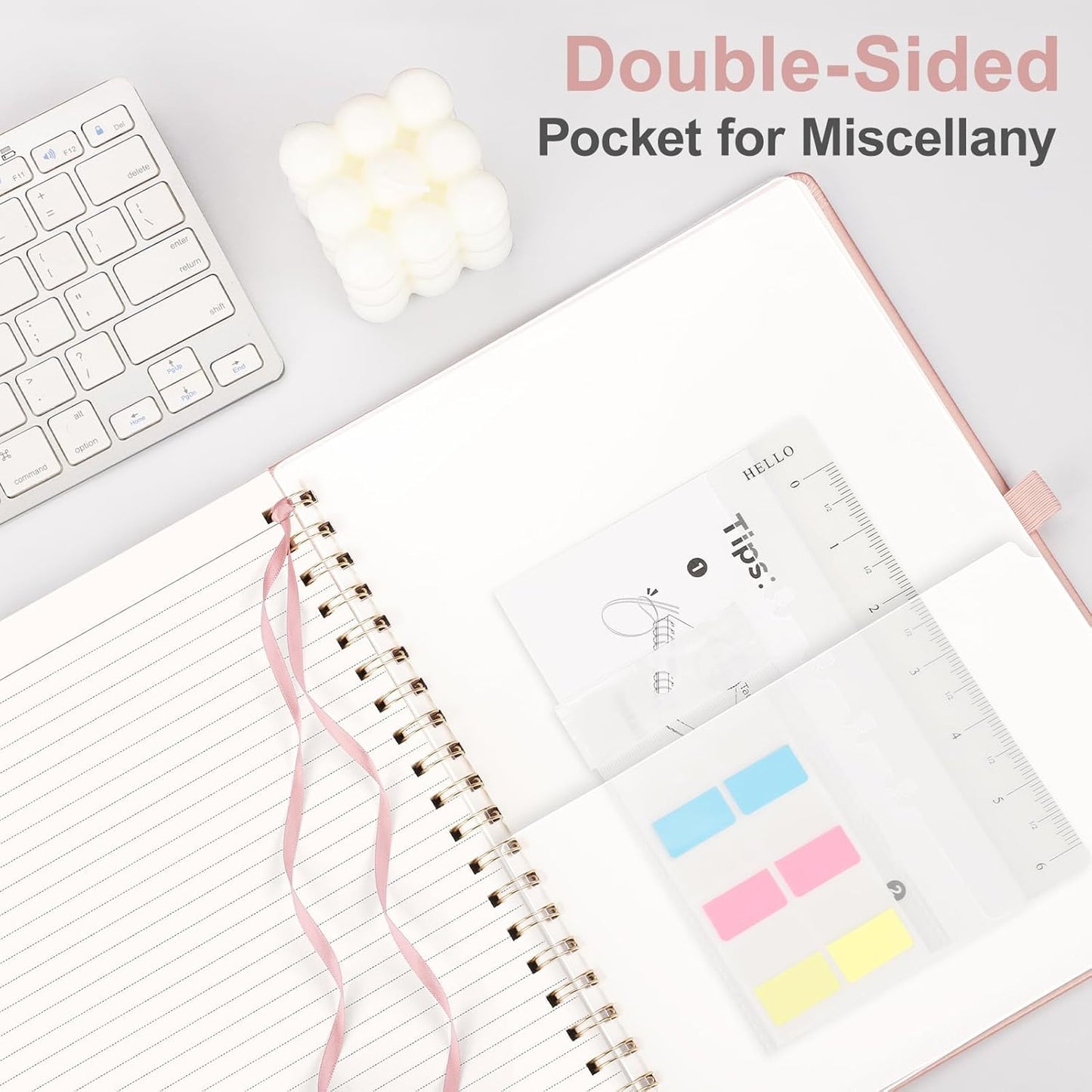 AHGXG Lined Spiral Notebook 8.5" x 11", A4 Large Notebooks for Women Men, Hardcover Leather Notebook College Ruled, 100 GSM Thick Paper, Notebooks for Work School Note Taking Writing, Rose Gold