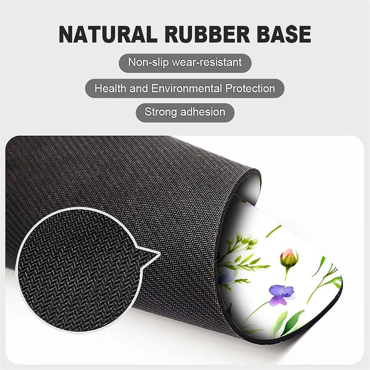 Square Mouse Pad Beautiful Flowers Plants 2, Personalized Premium-Textured Custom Mouse Mat Design, Washable Mousepad Cloth, Non-Slip Rubber Base Computer Mouse Pads for Wireless Mouse