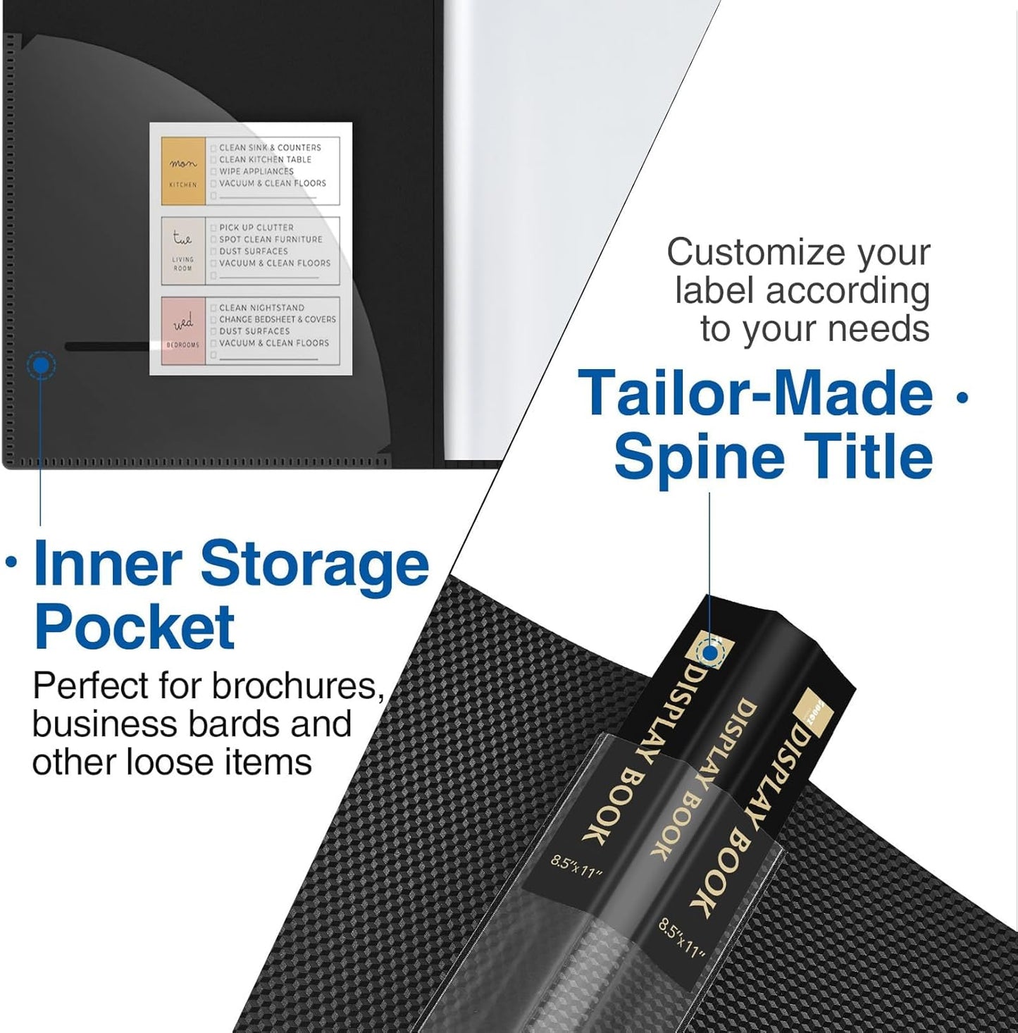 Sooez Binder with Plastic Sleeves 18-Pocket, Displays 36 Pages, 8.5x11 Presentation Folders with Clear Sheet Protectors, Art Portfolio Binder for Certificate & Office Project, Document Organizer