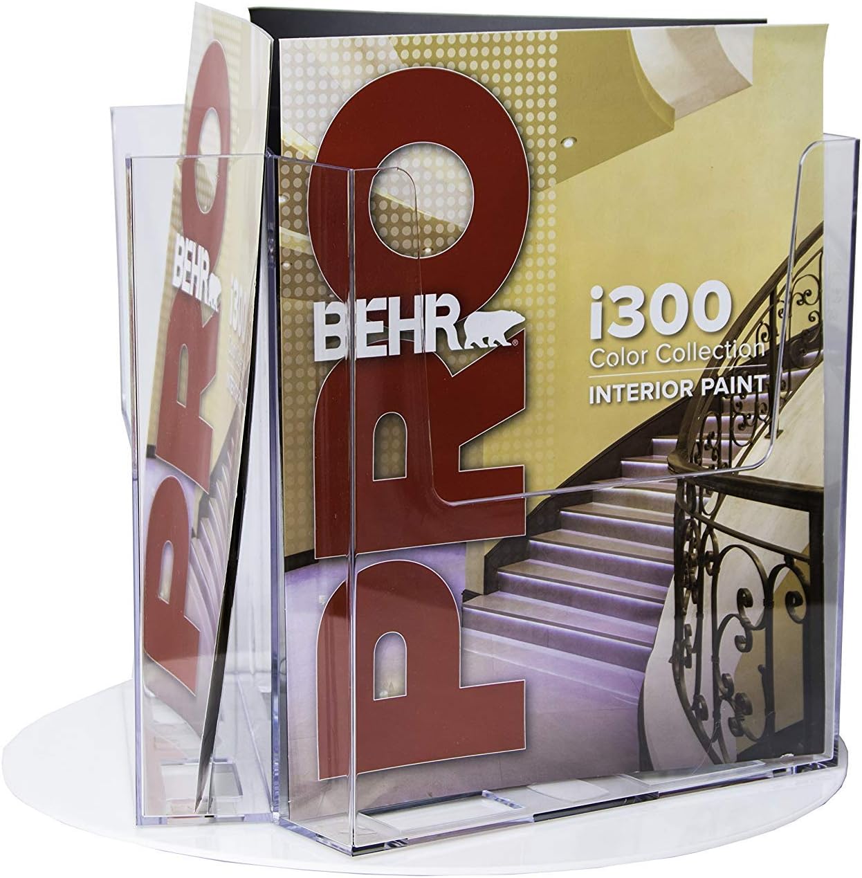 Clear-Ad - RLT-77-3 Acrylic Rotating Bifold Brochure Holders for 7.5" Literature Display - Pamphlet Holder and Magazine Organizer