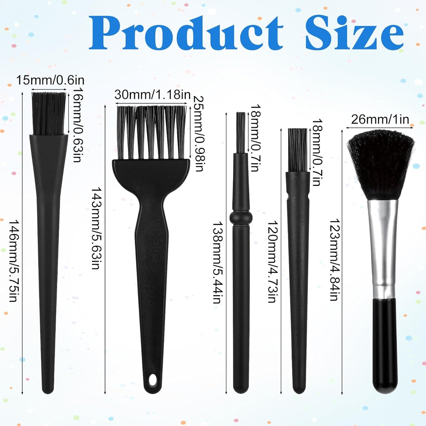 Mini Keyboard Brush, 5 Pcs PP Handle Nylon Anti-Static Keyboard Cleaning Brushes Kit Portable Dusting Brushes for Keyboards Car Interior Motherboard Camera Small Electronics Cleaning