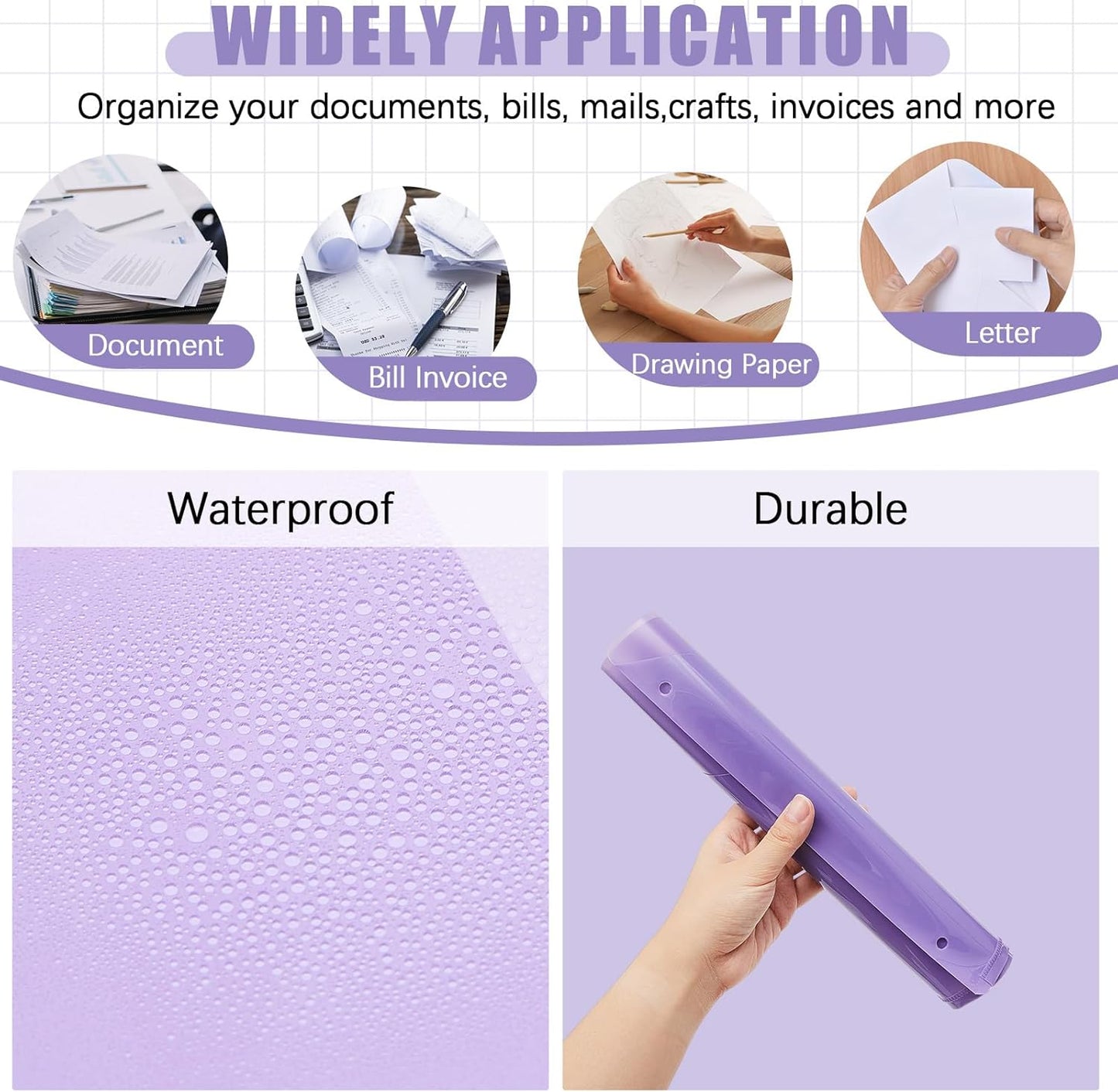 Maitys 30 Pack Binder Pockets 3 Hole Punch Clear Plastic Document Folders Binder Organizer Store Letter Size 8.5x11 Inch Paper Folders with Pockets Slash File Jacket for Office (Light Color)