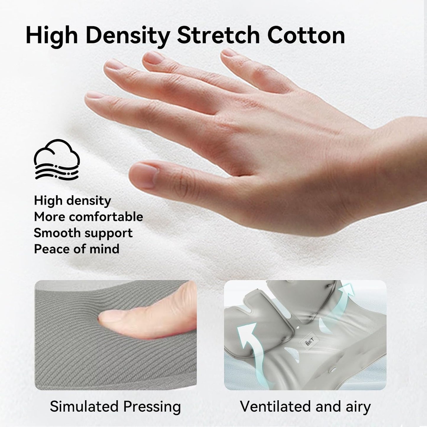 BKT Lumbar Support Seat Cushions Ergonomic Office Chair for Students Office Workers Nursing Mothers Long Sitting Outdoor Fishing Floor Chair (XL-Grey)