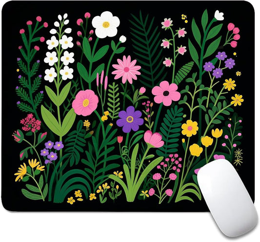 Square Mouse Pad Flowers Plants 1, Personalized Premium-Textured Custom Mouse Mat Design, Washable Mousepad Cloth, Non-Slip Rubber Base Computer Mouse Pads for Wireless Mouse