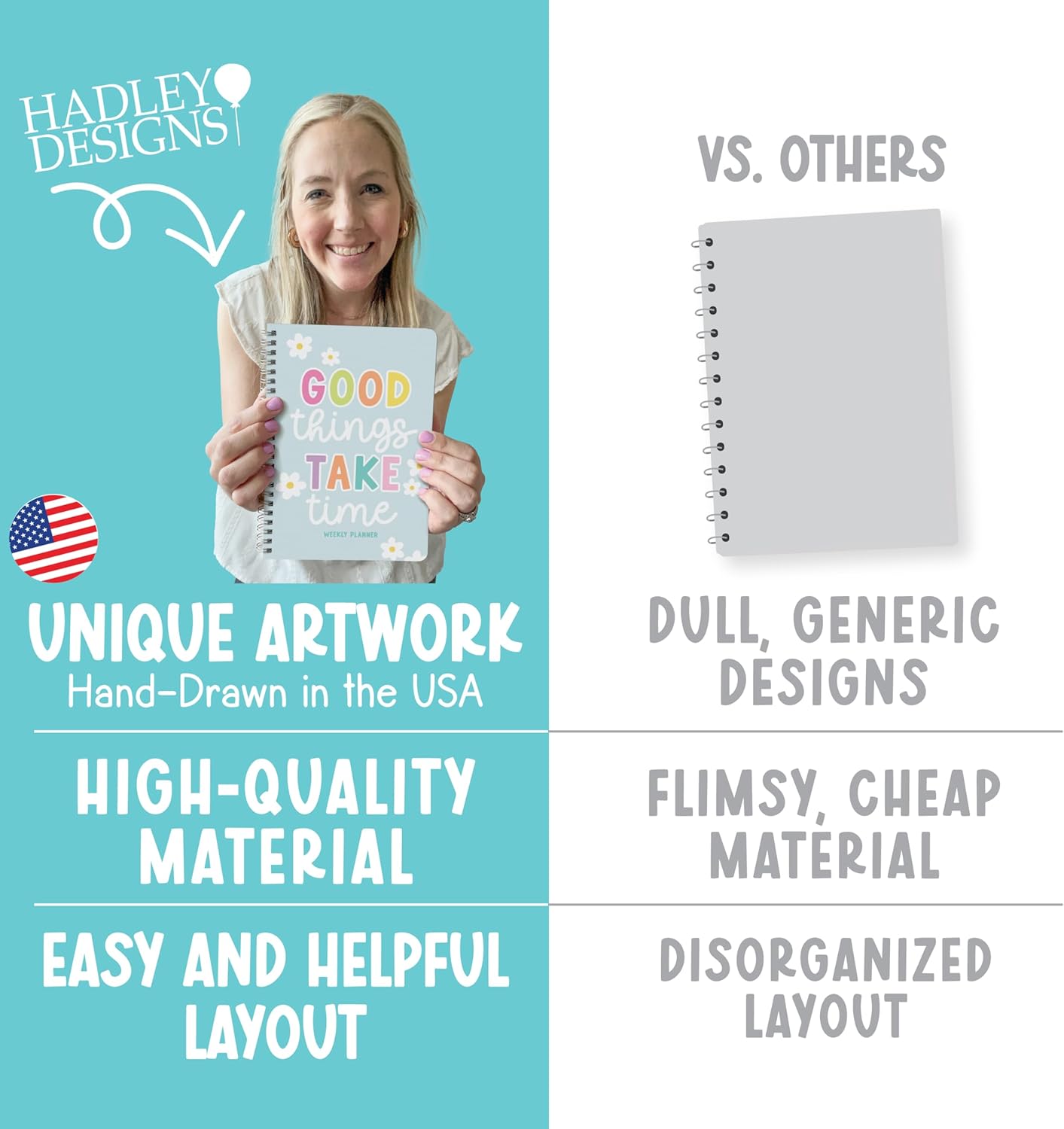 Undated Planner Weekly and Monthly - Spiral Undated Weekly Planner for Kids & Adults, Week Planners Habit Tracker, Goal Planners Notebook for Work, Agenda Planning Notebook