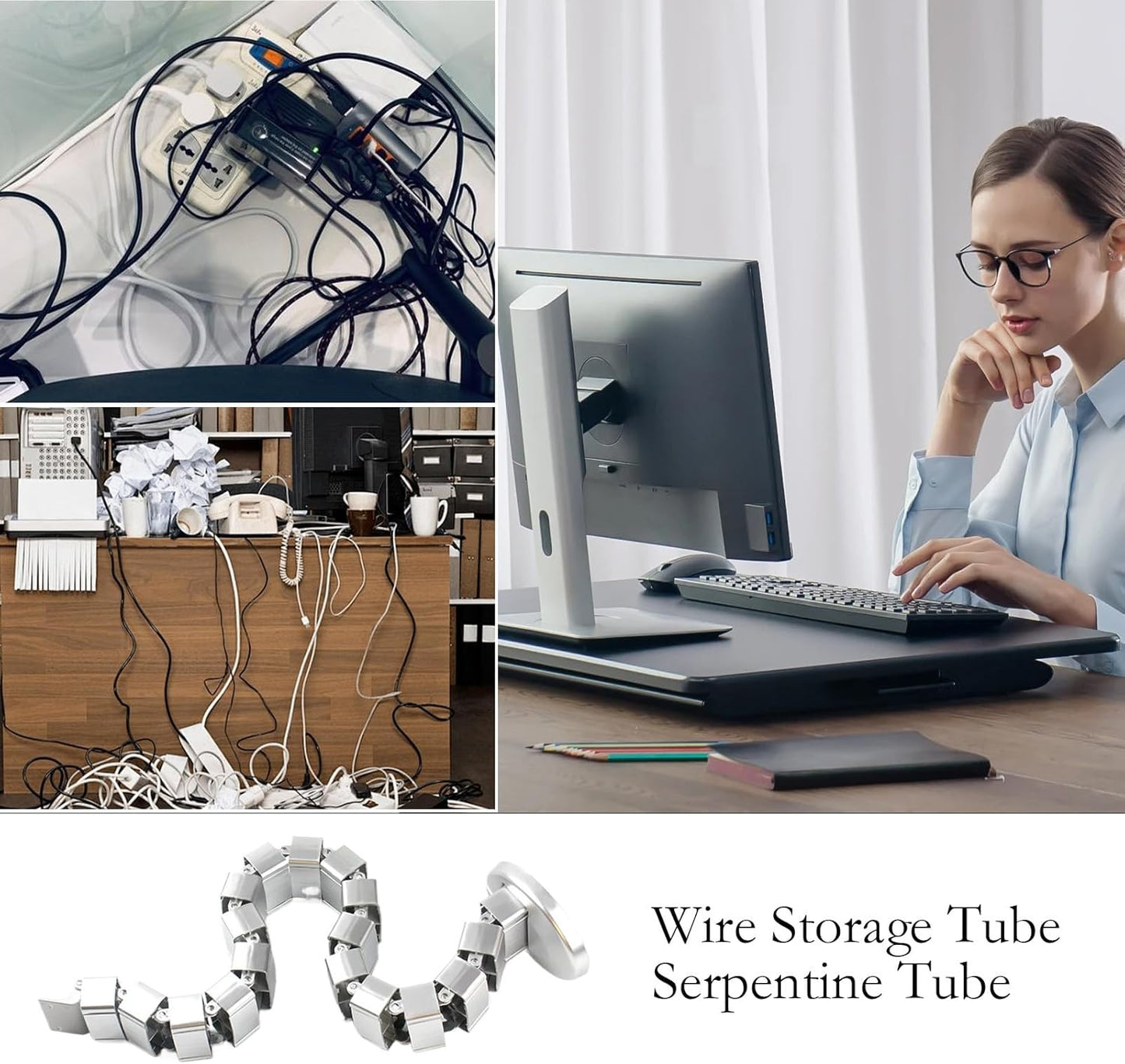 Cable Sleeves,Flexible Snake Shape Wire Storage Tubing - Cord Protector Sleeve | for Pc TV Phone Laptop Tablet Cinema Home Dorm School