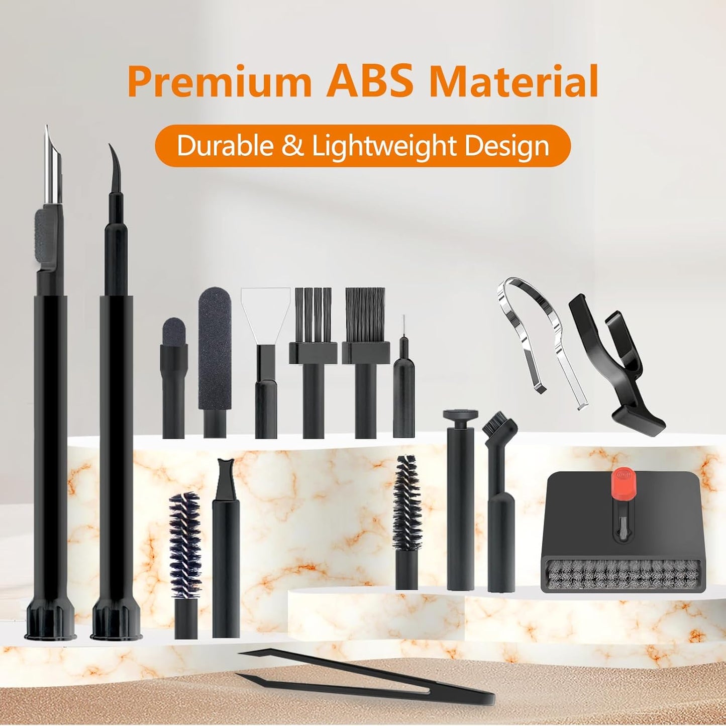 Cell Phone Cleaning Kit, iPhone Cleaning Kit for Charging Port Cleaner Keyboard Cleaning Kit for Airpods/Android/USB C/Earbuds/Laptop/iPad/Camera Lens with Stylus Pen (Black (with Putty and Cloth))