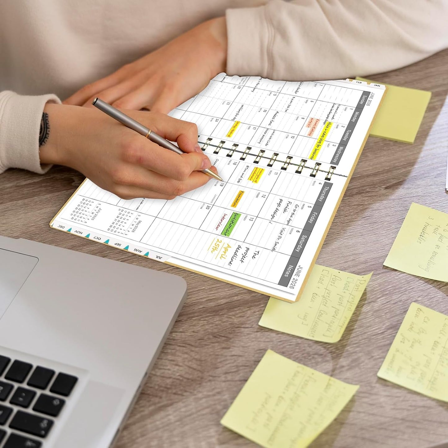 Ymumuda Academic Planner 2026, Daily Weekly and Monthly Calendar Planner (Jan.2026-Dec.2026),8.4"×6.3", Hardcover Notebook Teacher Supplies, Premium Thick Paper, Planners for School Work Office