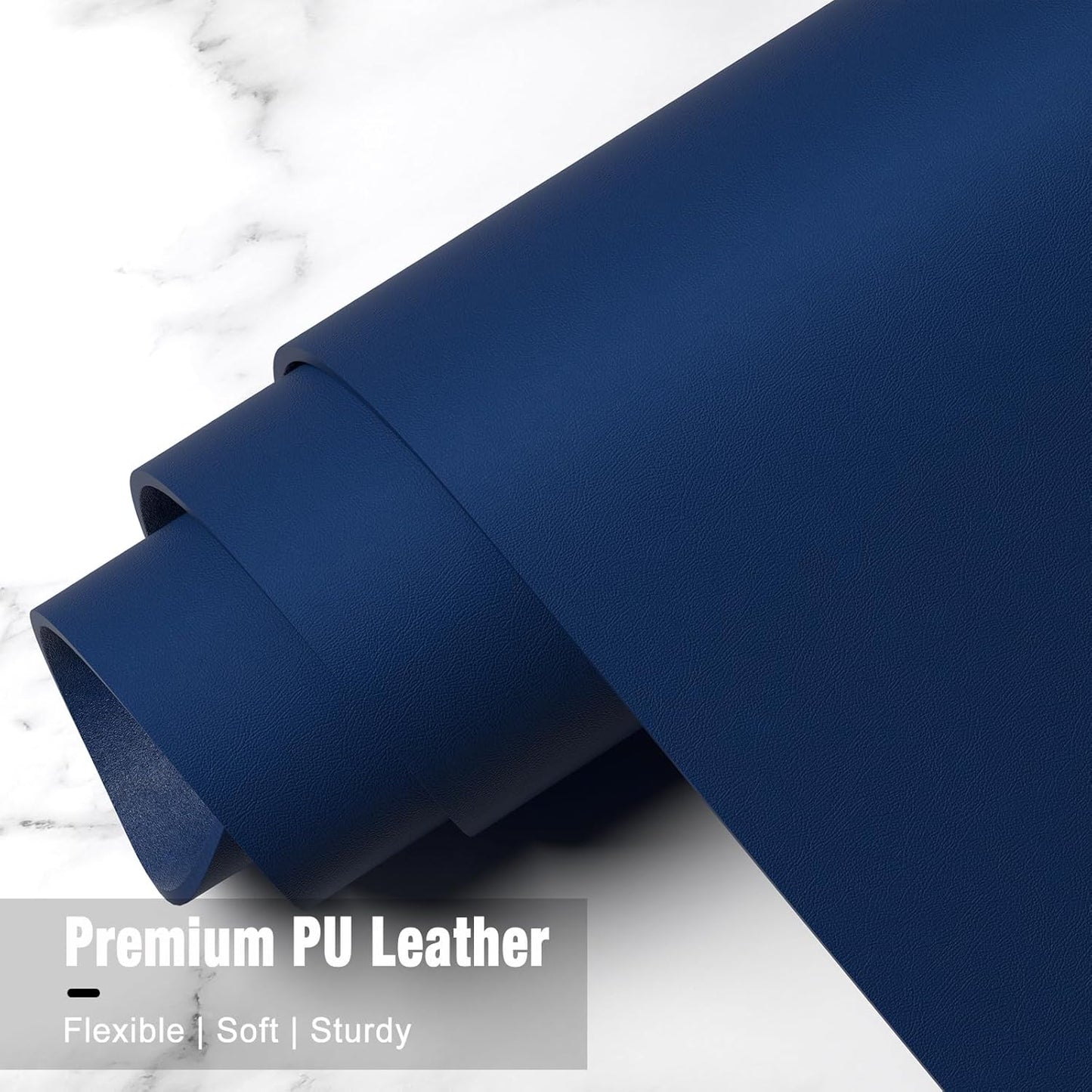 Hsurbtra Desk Pad, 23.6" x 13.8" PU Leather Desk Mat, M Extended Mouse Pad, Waterproof Desktop Blotter Protector, Non-Slip Ultra Thin Small Laptop Keyboard Writing Mat for Office Home, Navy Blue