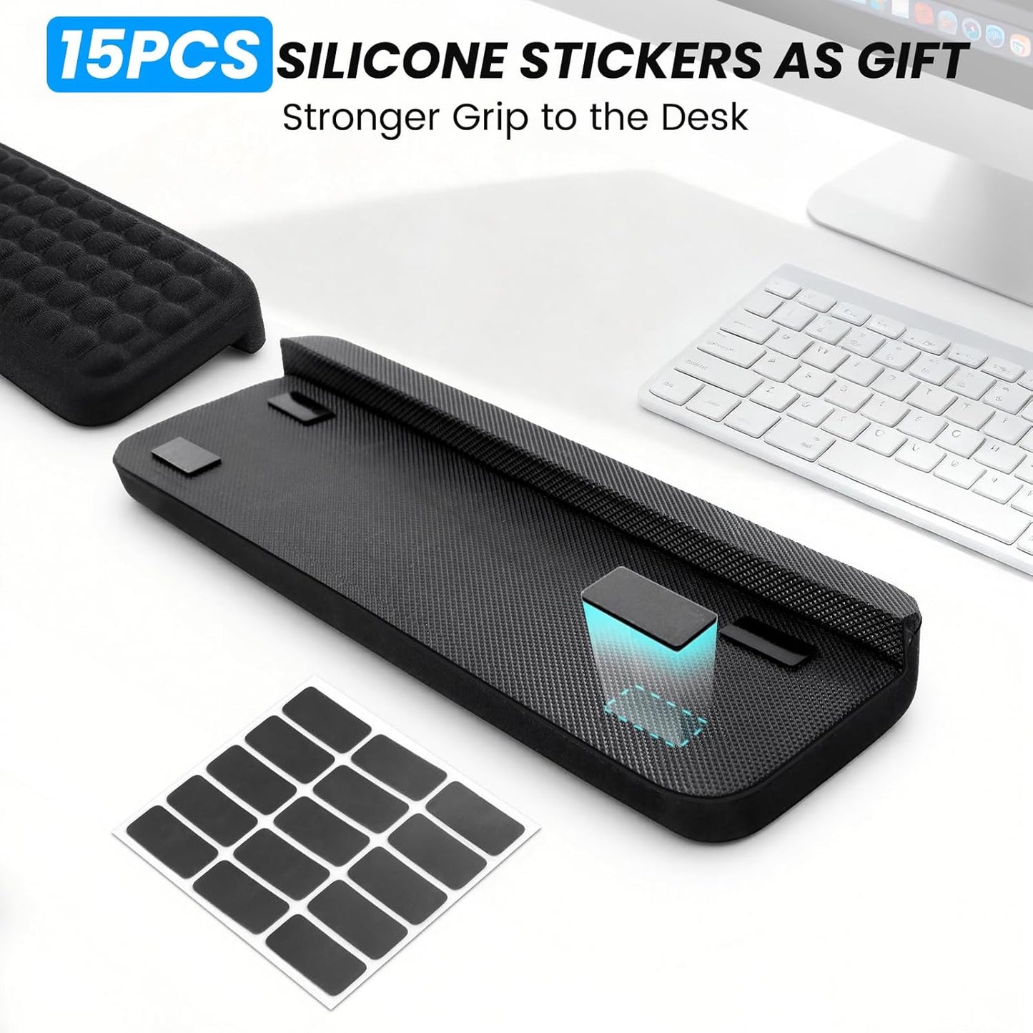 Arm Rest for Desk, 2-PCs L-Shaped Memory Foam Elbow Keyboard Wrist Pads with Non-Slip Base, Ergonomic Desk Edge Cushion & Wrist Rest for Computer Keyboard, Office and Home Use