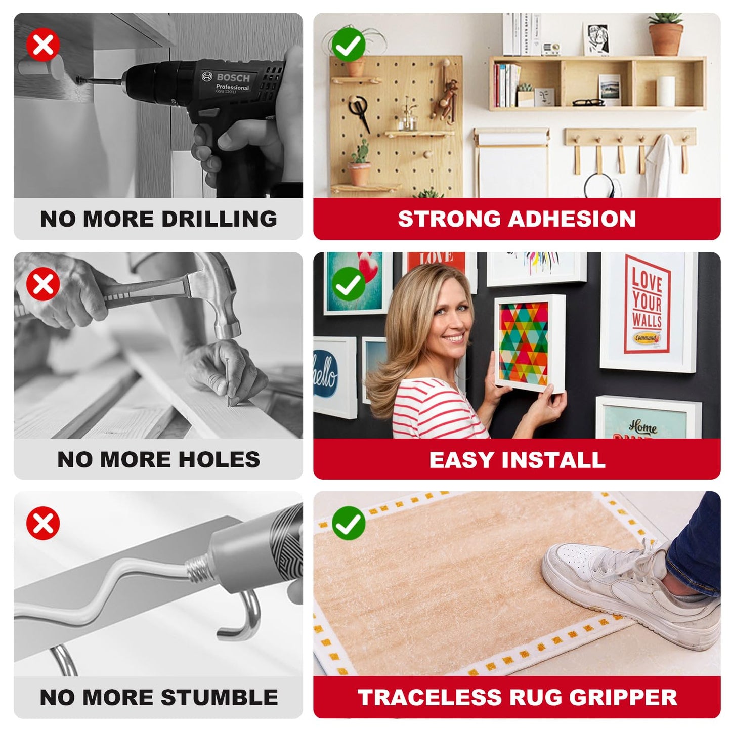 48 Small Hanging Strips Refill, No Damage Adhesive Strips for Wall Hooks, Removable Picture Hanging Strips，Wall Sticky Double Sided Tape Heavy Duty Variety Pack