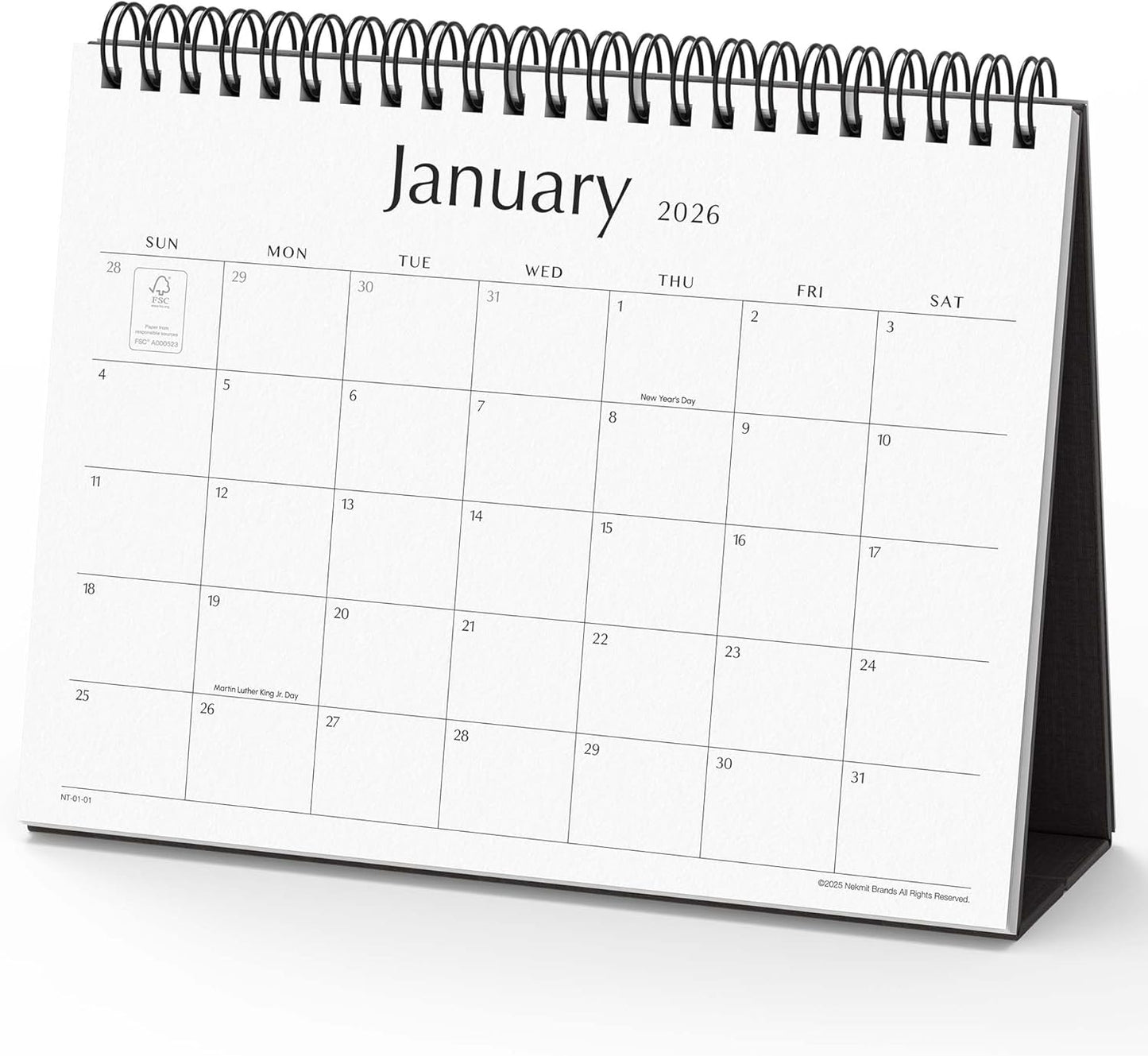 Desk Calendar 2026, Nekmit Standing Flip Desktop Calendar Covers 18 Months Runs from January 2026 to June 2027, Flip Small Desk Calendars with Stickers and Flower Design 8x6"