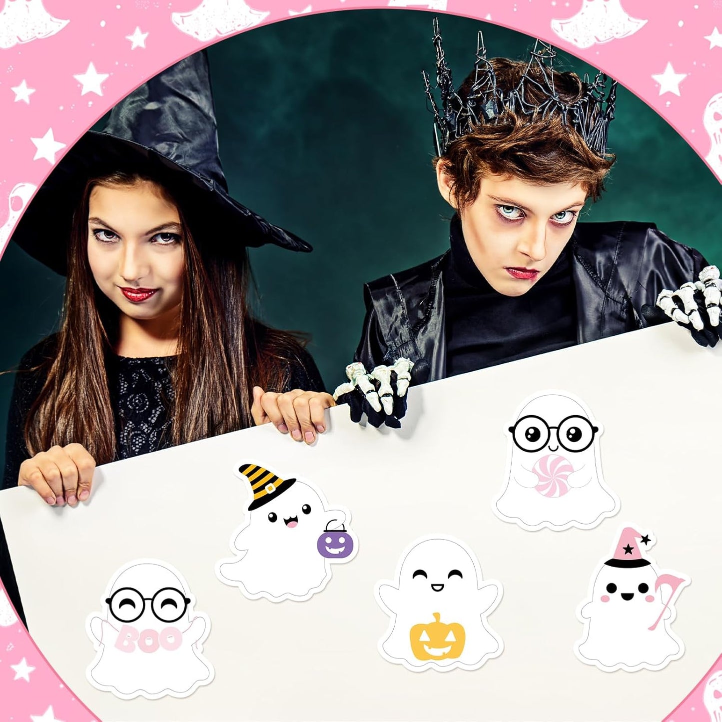 Yinder 24 Pads Cute Sticky Notes Fun Kawaii Animal Sticky Notes Pads Bulk Cartoon Memo Self Adhesive Gift for Christmas Veterinary Office School Tab Party Supplies(Ghost)