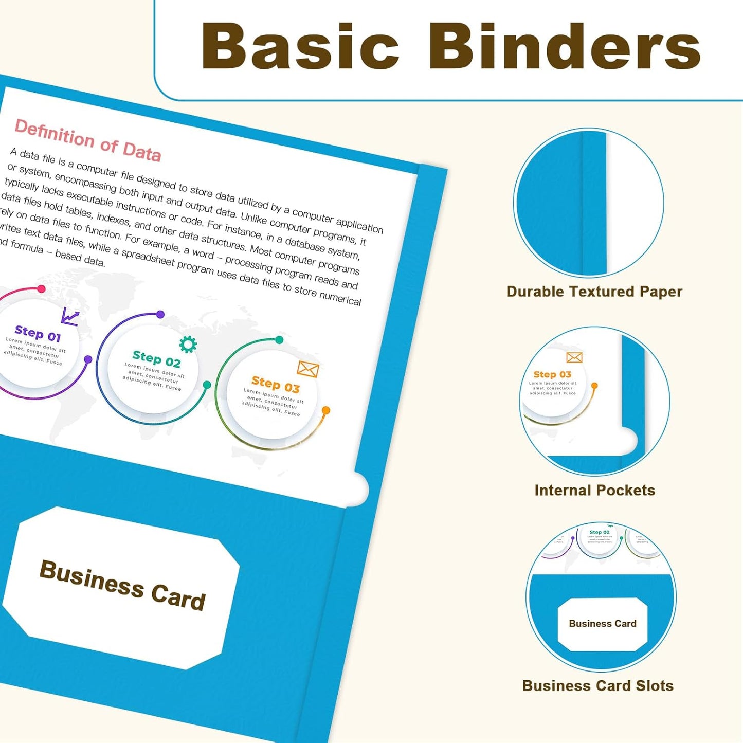 60 Pack Paper Pocket Folders, 2 Pocket Folders, Letter Size, Light Blue