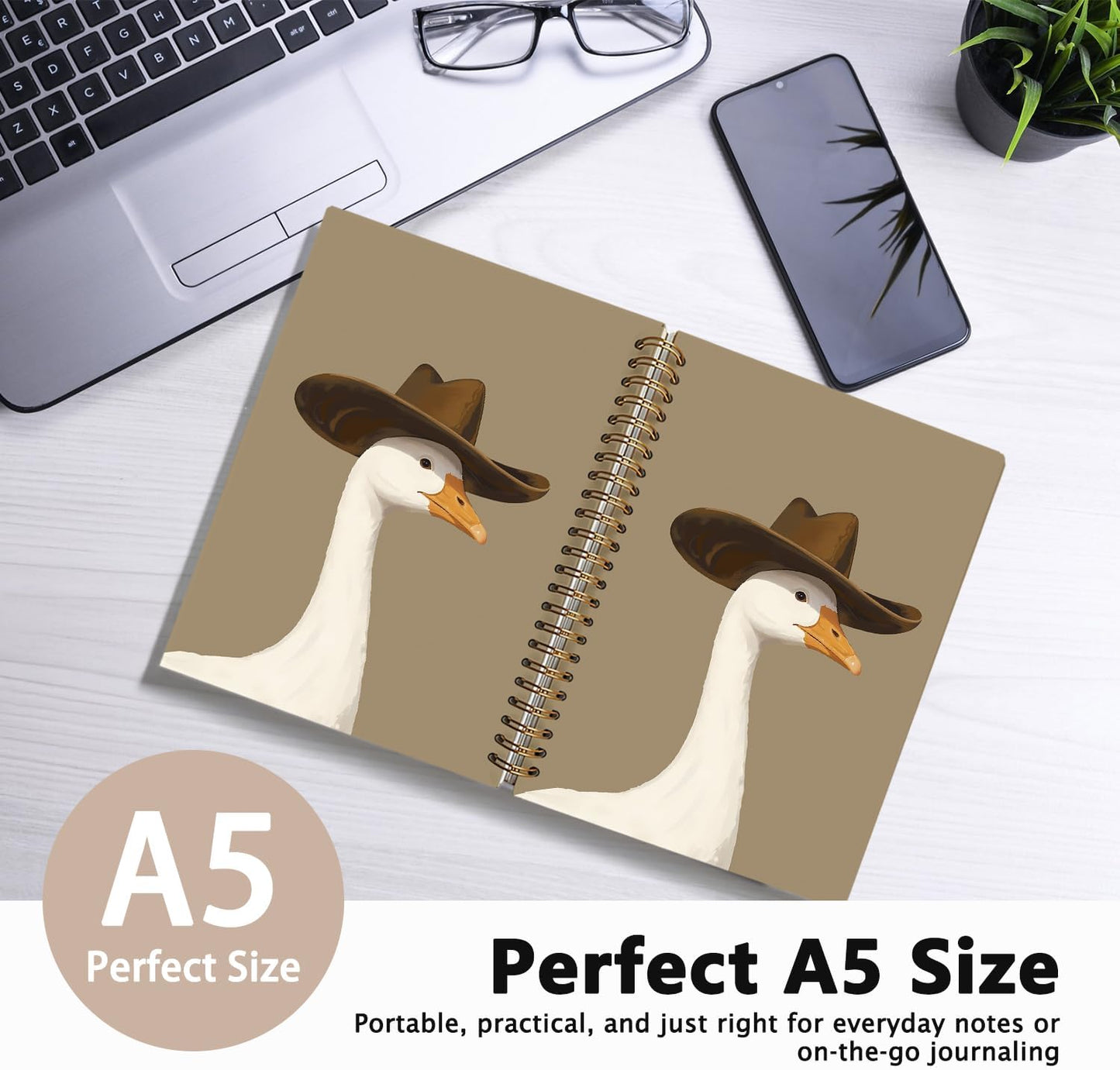 Western Cowboy Goose Notebook, Funny Silly Goose Notebooks for Note Taking, Cowboy Hat Animal Journal, Vintage Western Farm Animal Journals for Writing, 5.5x8.3 Inch