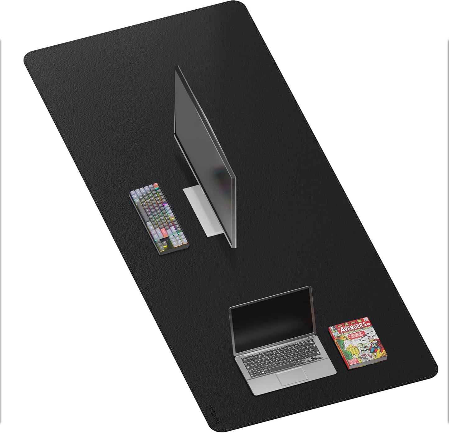 Mydours Super Large 75" x 32" Desk Mat, Full Desk Blotter Pad, Desktop Computer Desk Mat, Mouse Pad for Home Office & Computer Workstation, Extra Pad for Standing Desk (Black)