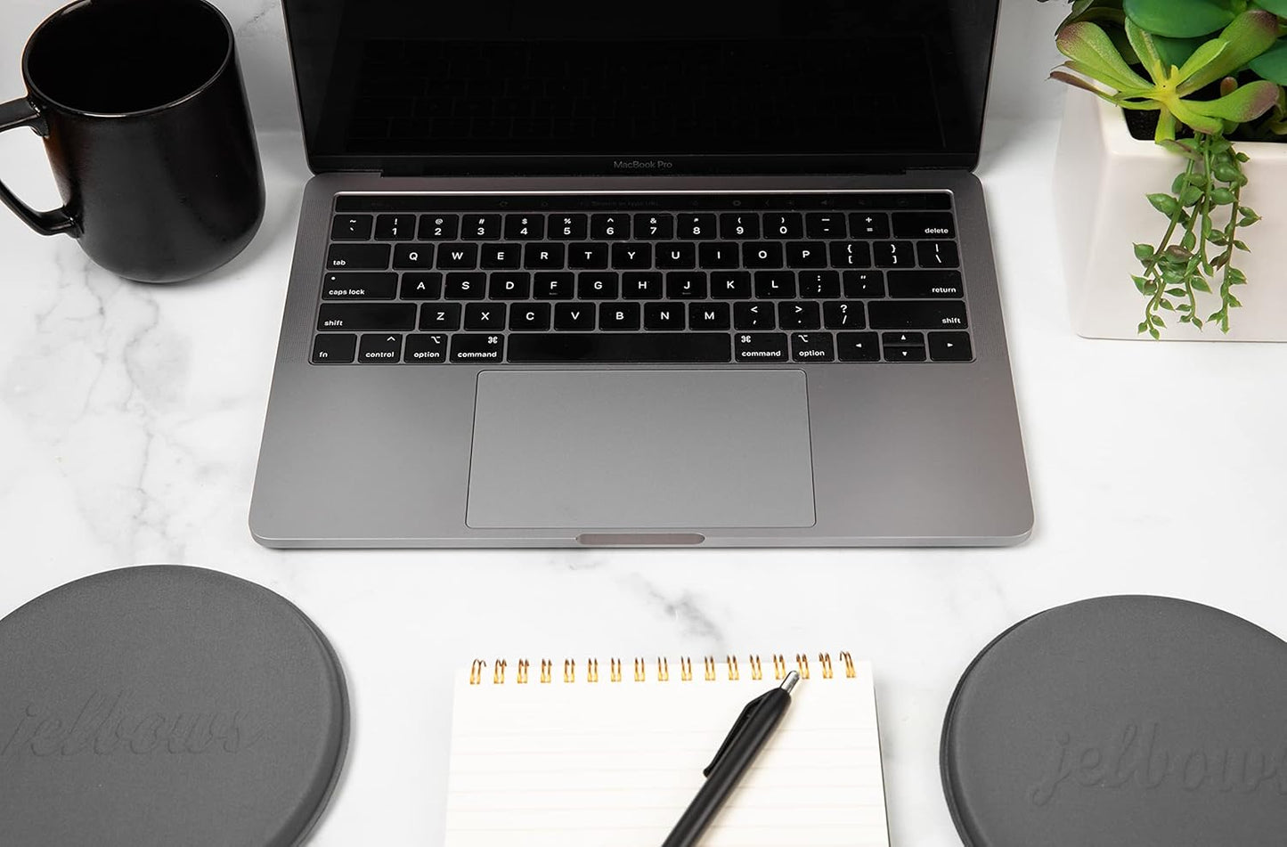 Jelbows Ergonomic Fabric Wrist Rest set for Arms & Elbows, Comfort for Office & Gaming, Wrist and Typing pain relief, Support for Easy Typing, Durable, lightweight & Comfortable (Big Graphite, 2 Pack)