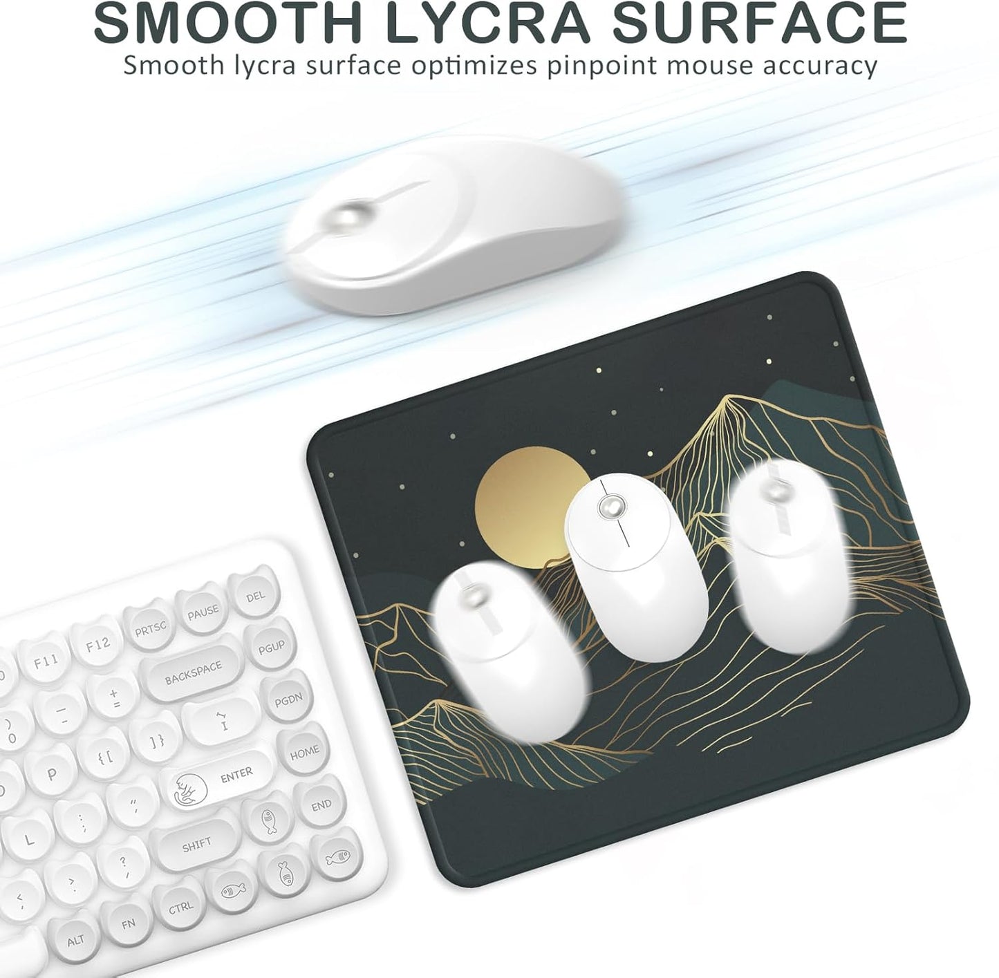 eulps Mouse Pad with Stitched Edge, Multiple Patterns Computer Mouse Pads with Non-Slip Rubber Base, Washable Cloth Mousepad, for Gaming, Laptop, PC (Lunar Peaks)