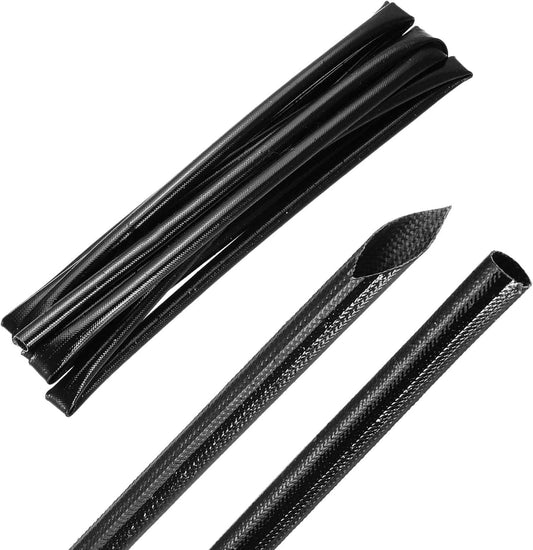 MECCANIXITY 10ft Braided Cable Sleeve, 9/32" ID 200C High Temperature 1500V Fiberglass Wire Insulation Cord Protector Organizer Wires Management for Motor Engine Fuel Line, Black