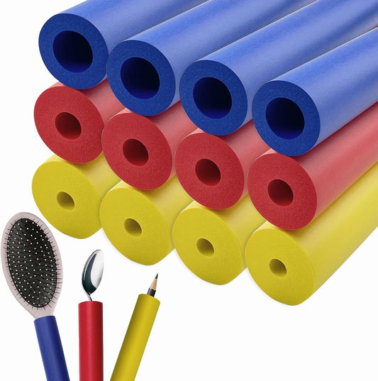 12 Pack Foam Grip Tubing for Utensils Tools Pens - 3 Sizes, Comfort Grip for Elderly, Disabled, Arthritis, Multicolor