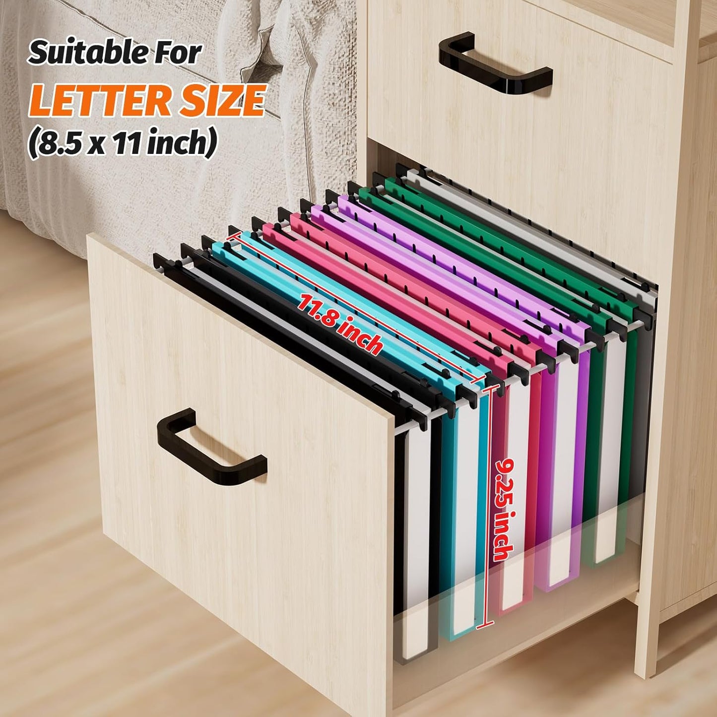 Extra Capacity Plastic Hanging File Folders,12 Pack Reinforced Hang Folder,Heavy Duty 1 Inch Expansion,Filing Cabinet Folders Letter Size for Bulk Files/Medical Charts (No Sealed, Assorted Colors)