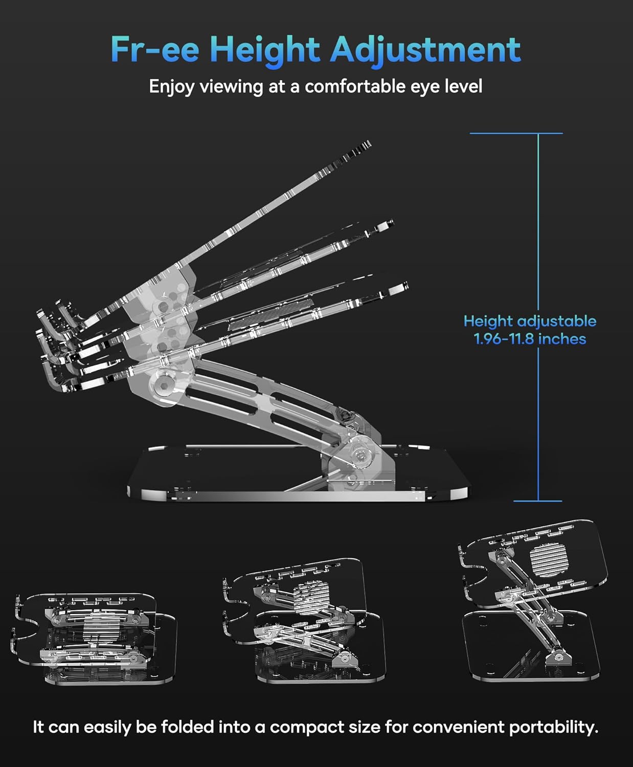 Adjustable Foldable Laptop Stand, Portable Ergonomic Computer Stand for Laptop, Compatible with 10 to 15.6 Inches Notebook Computers