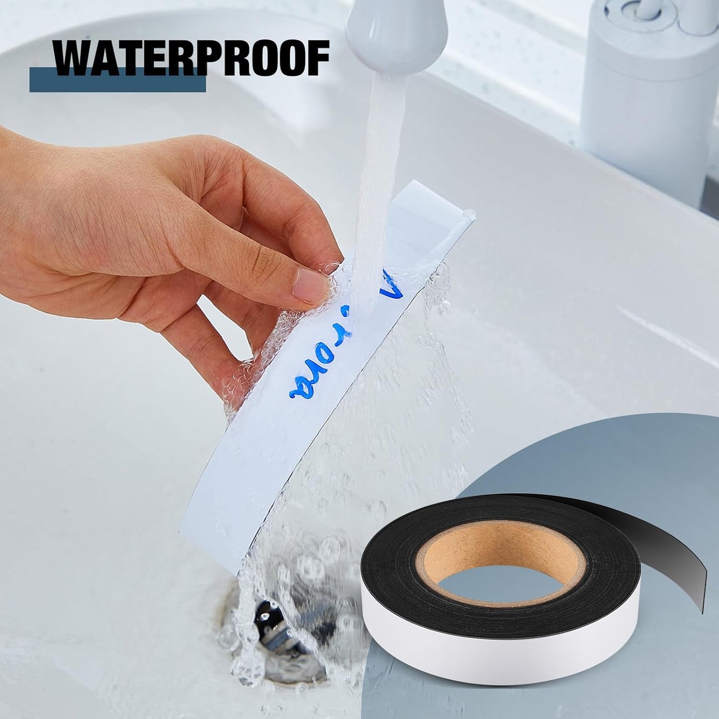 Amylove 1" x 100 ft Magnetic Tape Strip Roll, Dry Erase Label, Writable Magnets Sticky Labels, Flexible Magnet Dry Erase Tape Strips for Whiteboards, Refrigerator, Crafts, DIY Storage