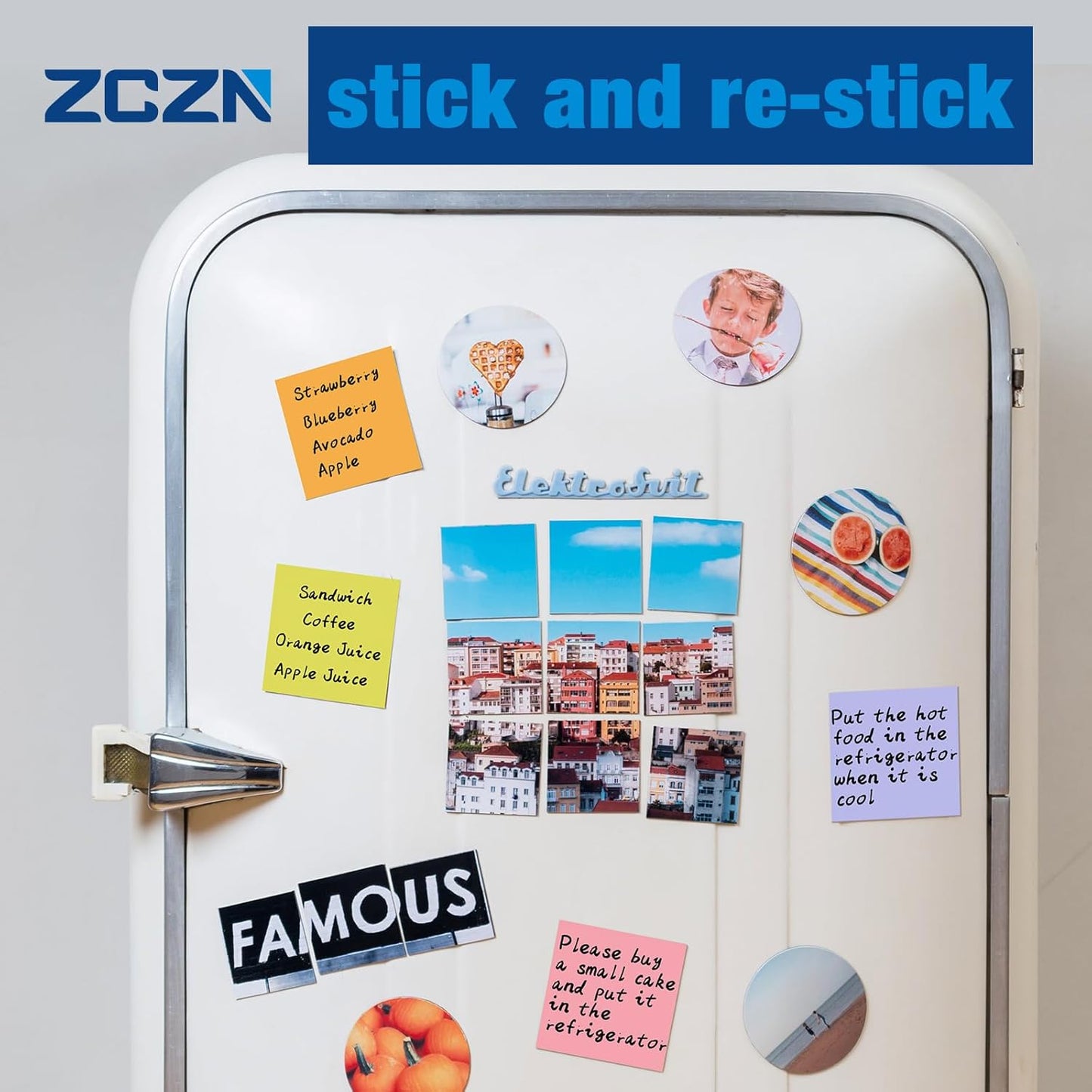 ZCZN 400 Sheets Pop-up Sticky Notes, 3 x 3 Inches, 4 Pads Assorted Water Colors Self-Stick Notes, 100 Sheets/Pad, (Blue Purple Light Blue Light Purple)
