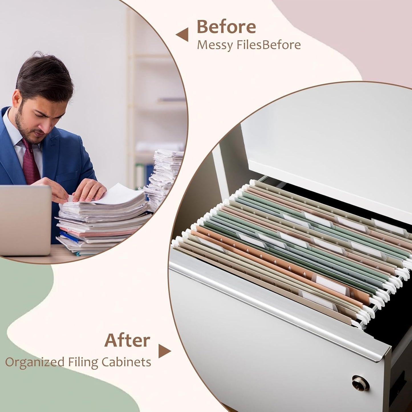 gisgfim 32pack Poly Plastic Letter Size Hanging File Folders Extra Capacity Hanging File Folder with Tabs Filing Cabinet Organizer 0.5inch Expansion for Law Office Files Document(Morandi)