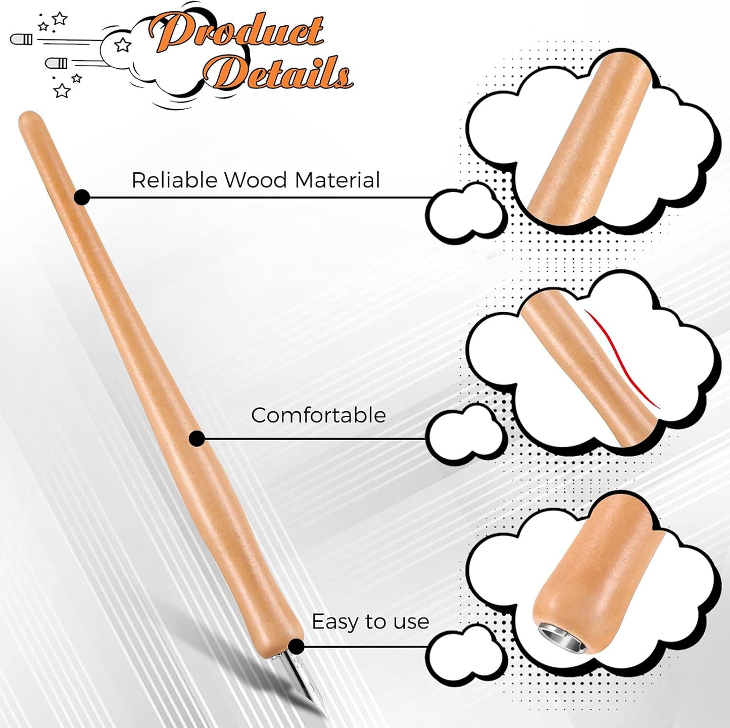 Chinco 14 Pcs Dip Pen Nibs Holders with Comic Calligraphy Wooden Drawing Pen Holder with Stainless Steel Nib for Writing Painting Signing Present