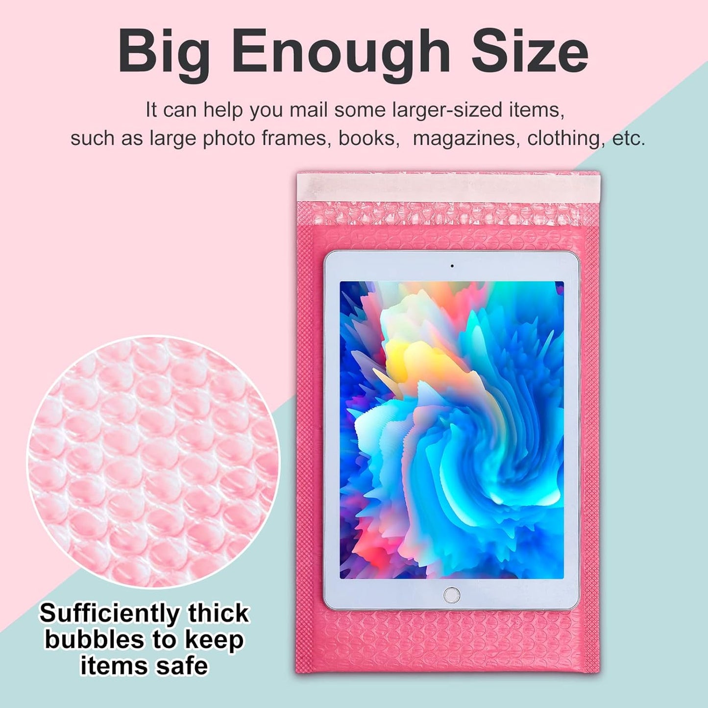 Henoyso 30 Pcs Extra Large Bubble Mailers 14 x 19 Inches Resealable Padded Envelopes Waterproof Shipping Bags Poly Padded Mailers Bulk for Mailing Packaging Small Business(Pink)