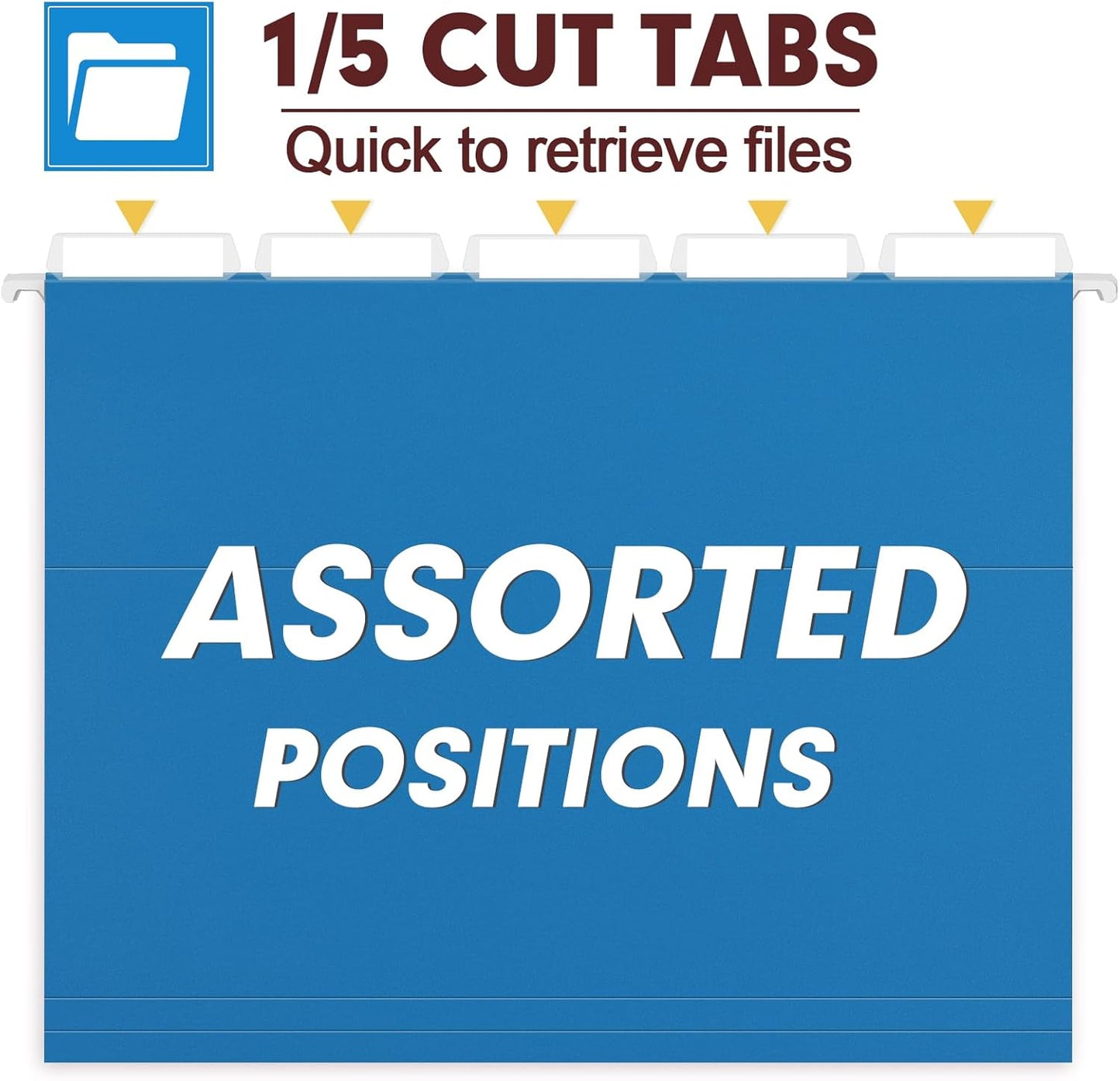 HERKKA Hanging File Folders, 30 Pack Reinforced Letter Size Hanging Folders, Designed for Bulky Files, Filing Cabinet, 1/5-Cut Adjustable Tabs (Lightblue)