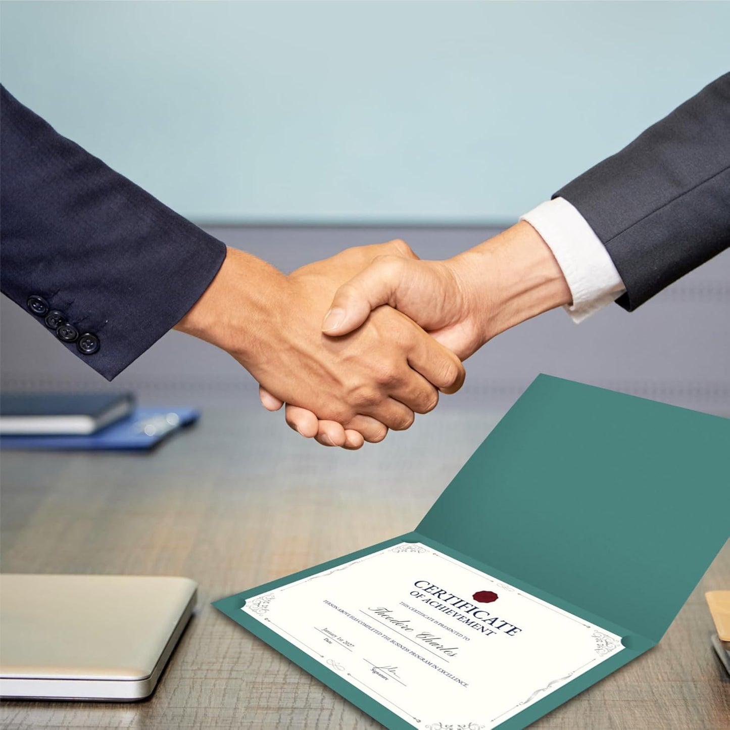 BELLE KR® Green Certificate Holders 8.5 x 11, 50 Pcs - Used as Award Certificate Folders with Gold Foil Border for Letter Size 8.5" x 11" Certificates, Awards, Documents and Diplomas