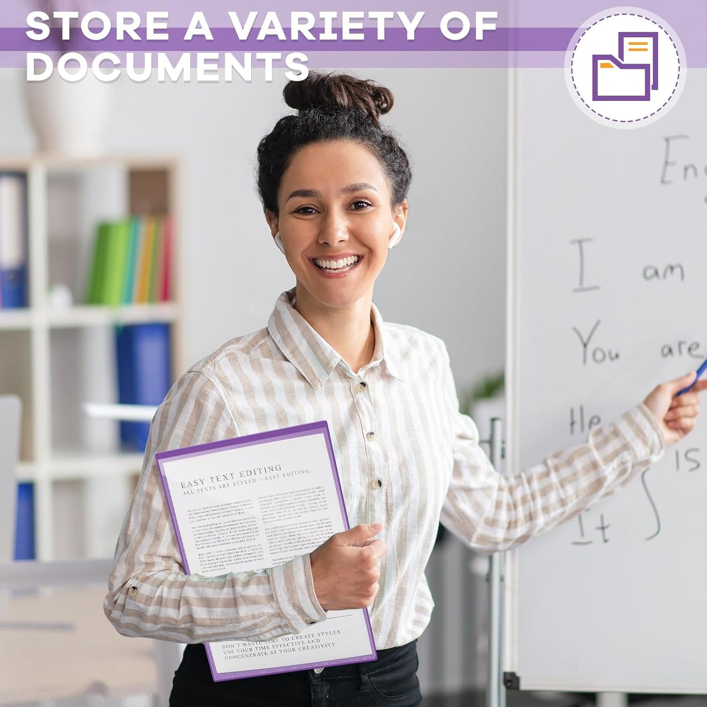 Henoyso 24 Pcs School and Home 2 Pocket Folders with 4 Clear Inner Pockets Plastic Heavy Duty Homework Folders Parent Teacher Communication for Student Home Office Classroom,11 x 9 Inch (Purple)