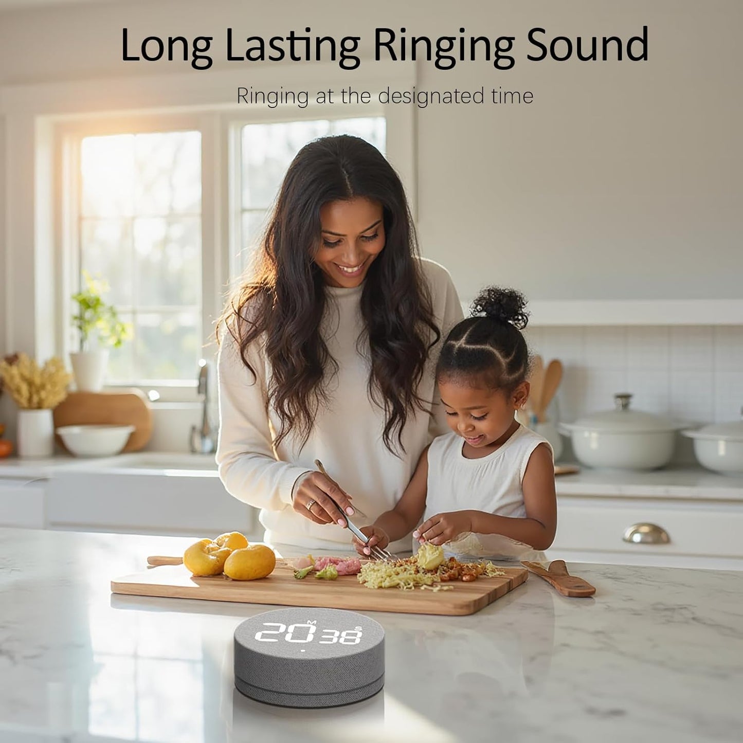 AVINIA Desk Timer for Productivity Magnetic Digital Kitchen Timer Rechargeable Fabric Mesh Cover 99 Mins Countdown/Count Up Stylish Efficana Konah Home Timmer for Cooking (Fabric Gray)