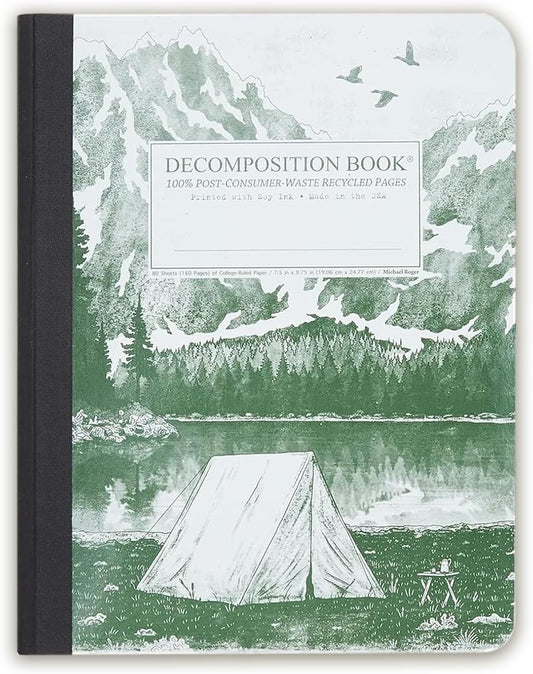 Decomposition Mountain Lake College Ruled Composition Notebook - 9.75 x 7.5 Journal with 160 Lined Pages - Notebooks for School Supplies, Home & Office - 100% Recycled Paper - Made in USA