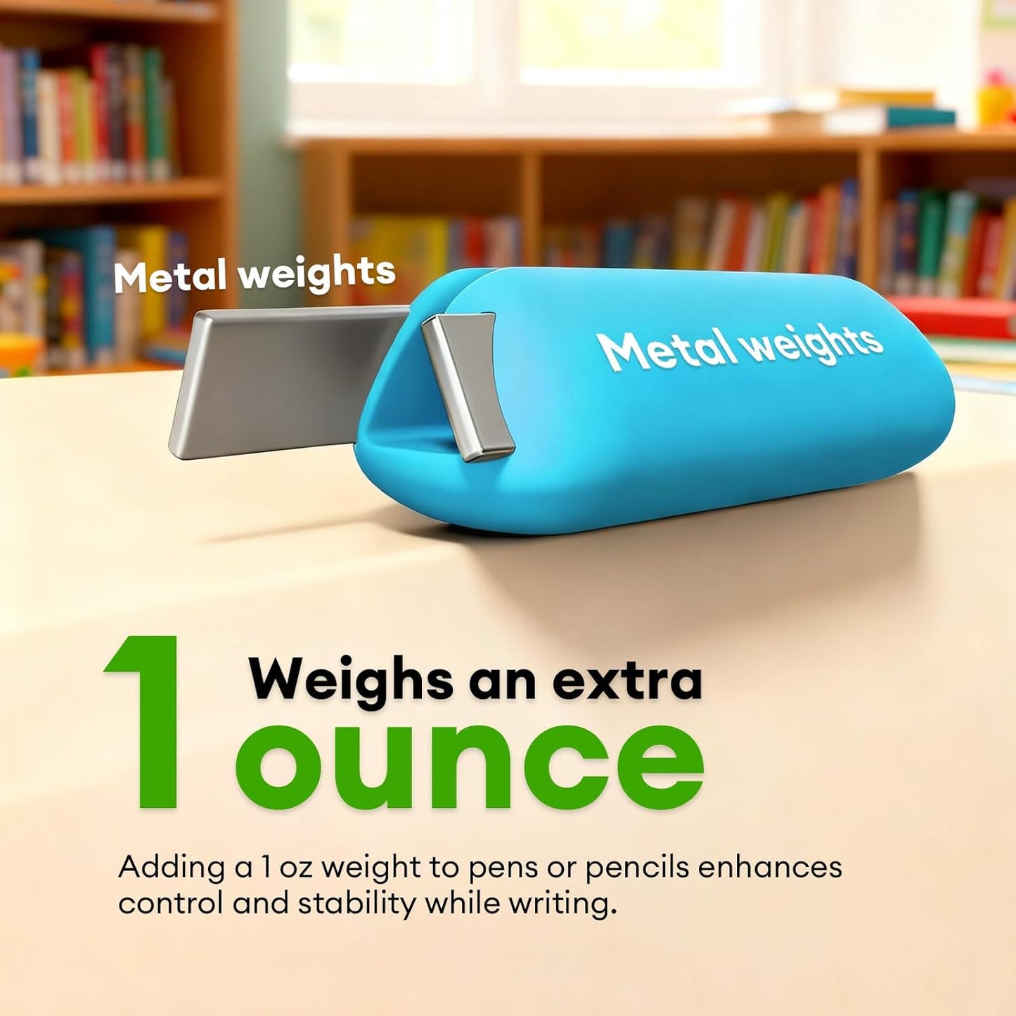 Pencil Grips for Kids Handwriting – 5 Pack 1oz Silicone Weighted Pencils for Kids with 5 Soft Foam Grip Holders – Handwriting Aid for Autism, ADHD, Tremors & Fine Motor Skills