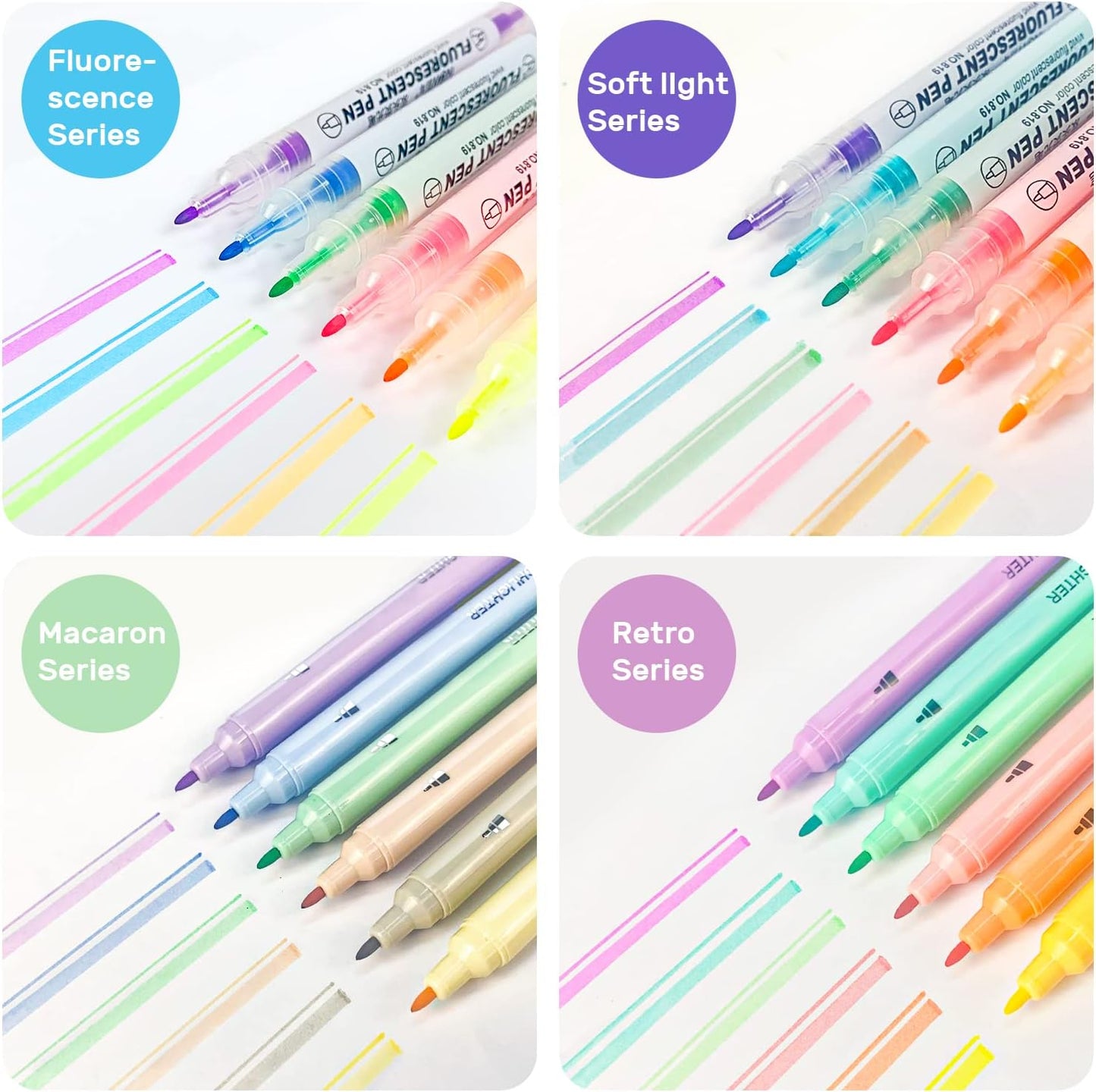 EooUooIP Highlighters, 24 Assorted Colors Highlighters Pens, Broad and Fine Tips Pastel Highlighter Marker Pens, Bible Highlighters No Bleed for Journaling, Students School Office Stationery
