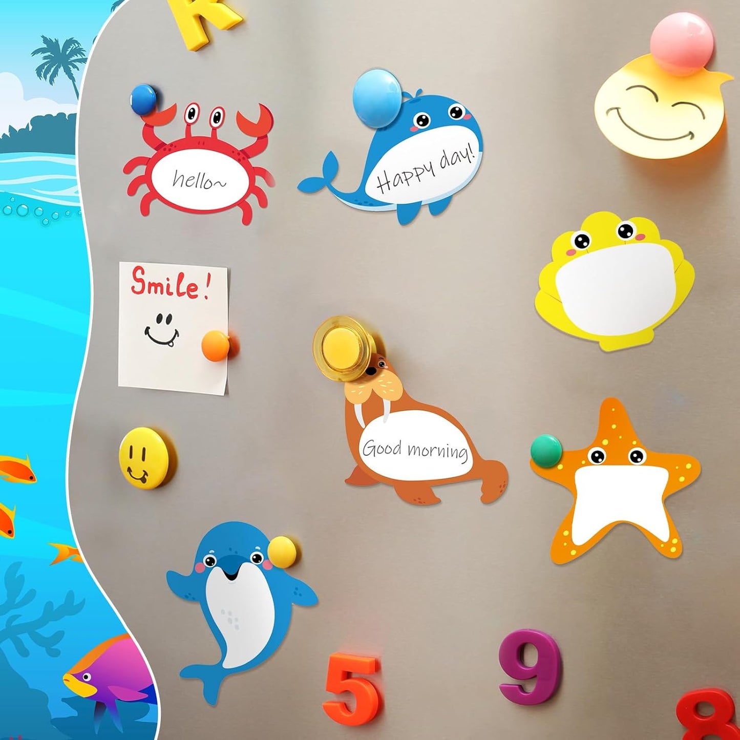 Yinder 24 Pads Cute Sticky Notes Fun Kawaii Animal Sticky Notes Pads Bulk Cartoon Memo Self Adhesive Gift for Christmas Veterinary Office School Tab Party Supplies(Ocean Animals)