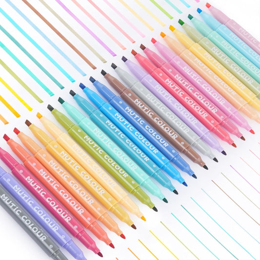 Pastel Highlighters Set, 24 Unique Retro Colors, Highlighters Assorted Colors, Quick Dry Dual tip and Fine Tip No Bleed Highlighter Markers for Bible Journals Planners Books Notes