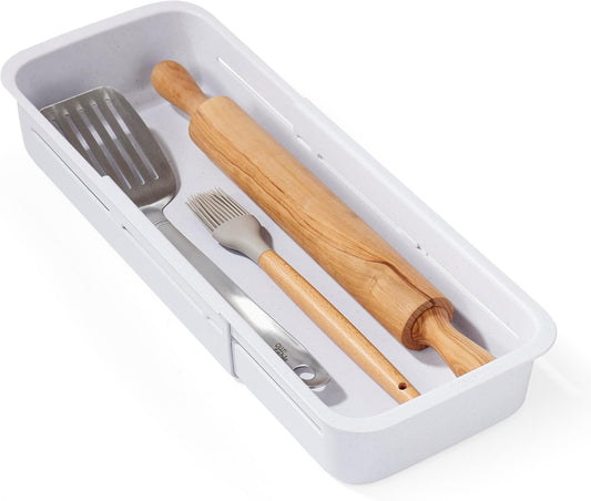 YouCopia DrawerFit® Sliding Drawer Bin, Expandable and Adjustable Kitchen Storage Organizer, Speckled White