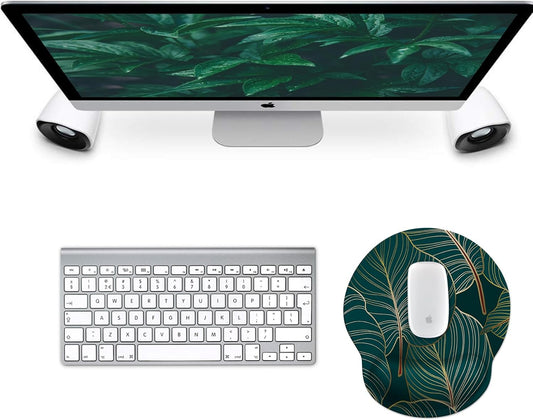 eulps Mouse Pad with Wrist Rest, Comfortable Computer Mousepad with Gel Wrist Support Smooth Surface and Non-Slip PU Base for Pain Relief, Laptop, Office & Home (Tropical Plants)